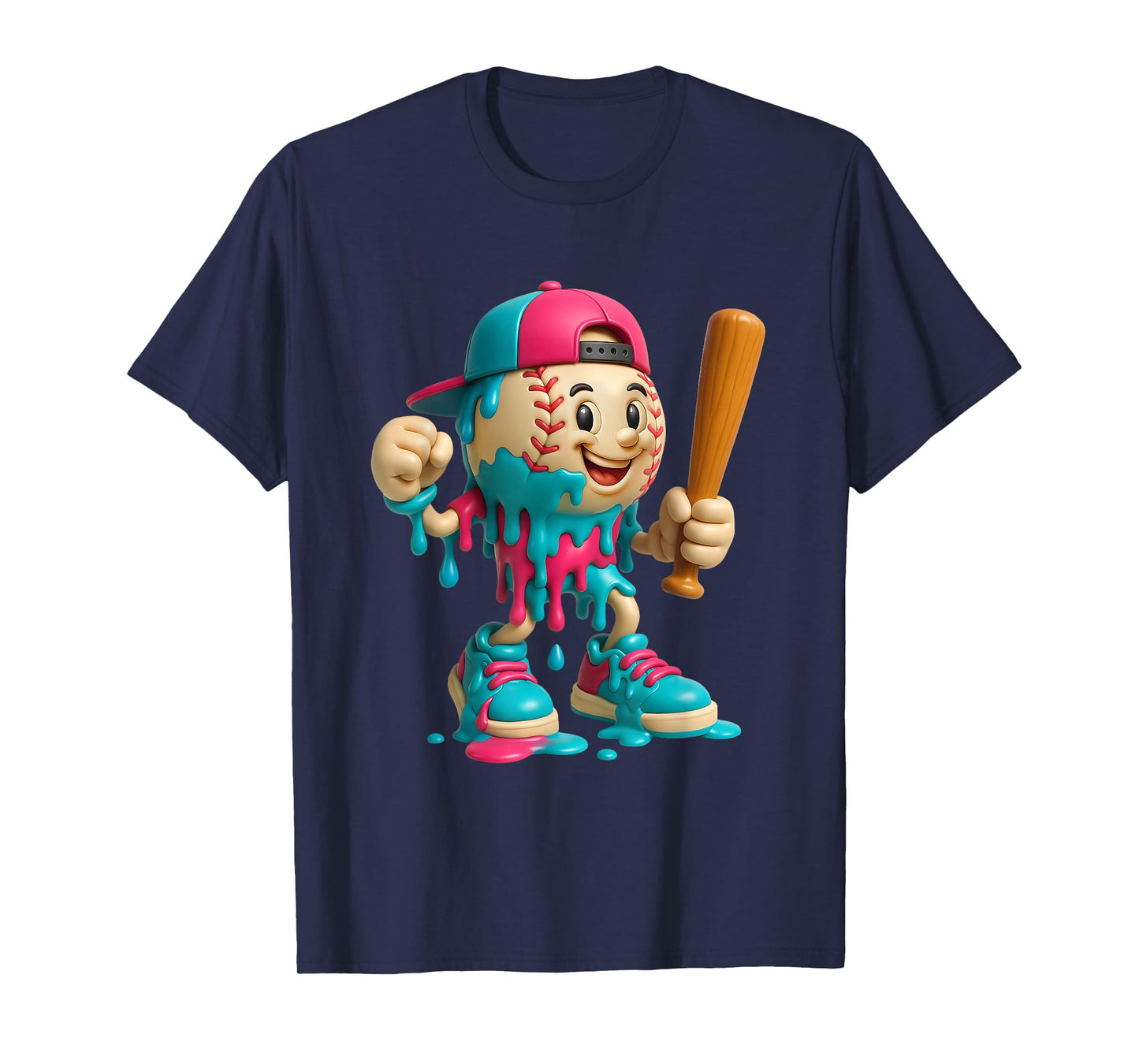Baseball Drip Ice Cream Style Sport for Boys and Ball Player T-Shirt
