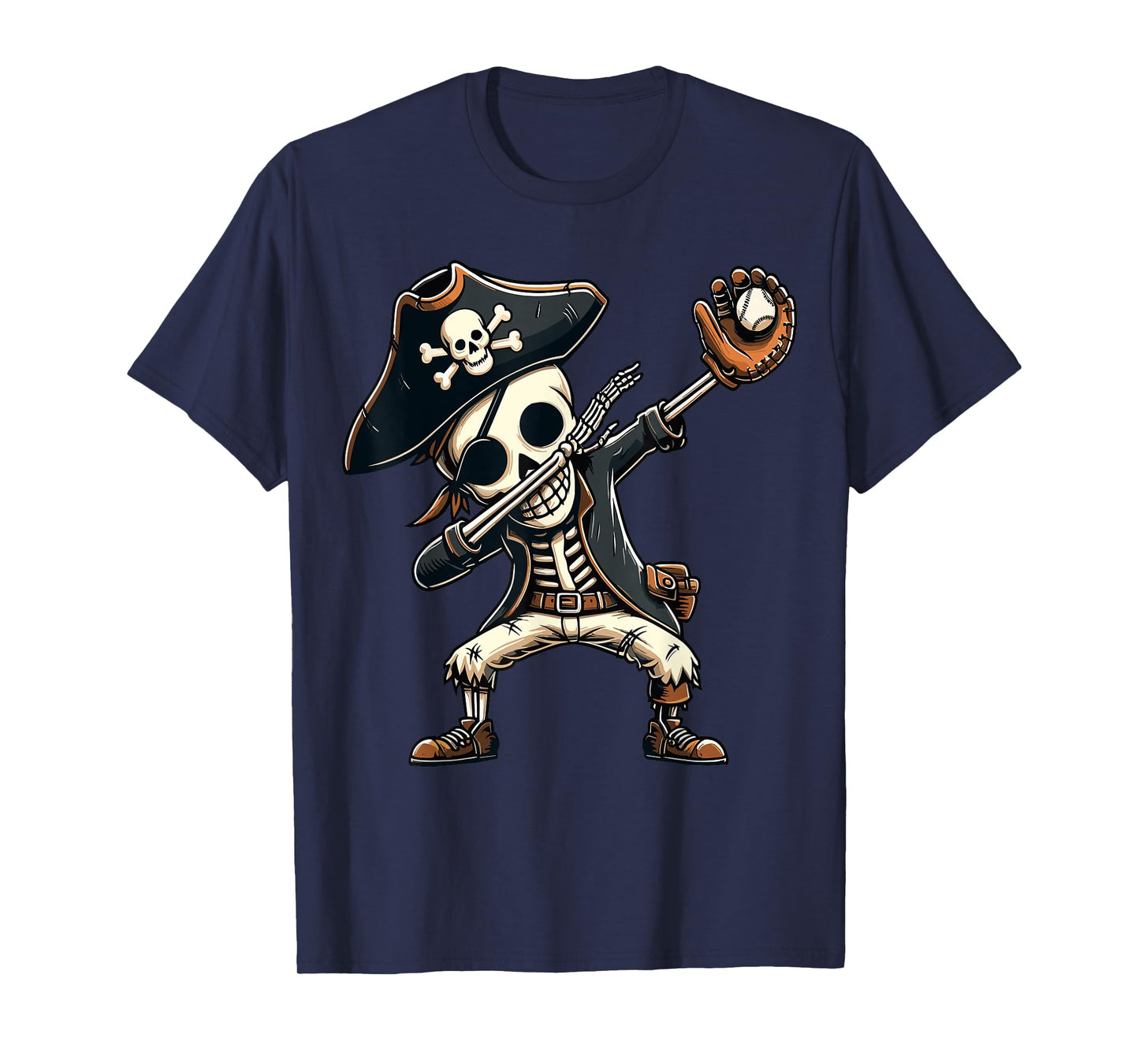 Dabbing Skeleton Pirate Baseball Kids T-Shirt