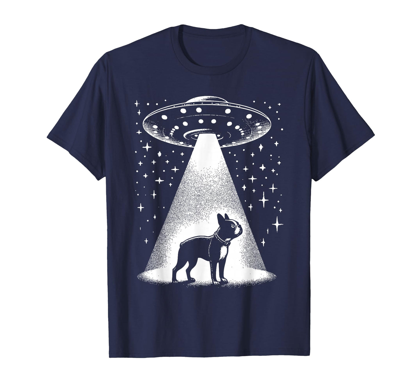 Boston Terrier Mom Dad Dog - Funny Alien UFO T-Shirt for Men Women