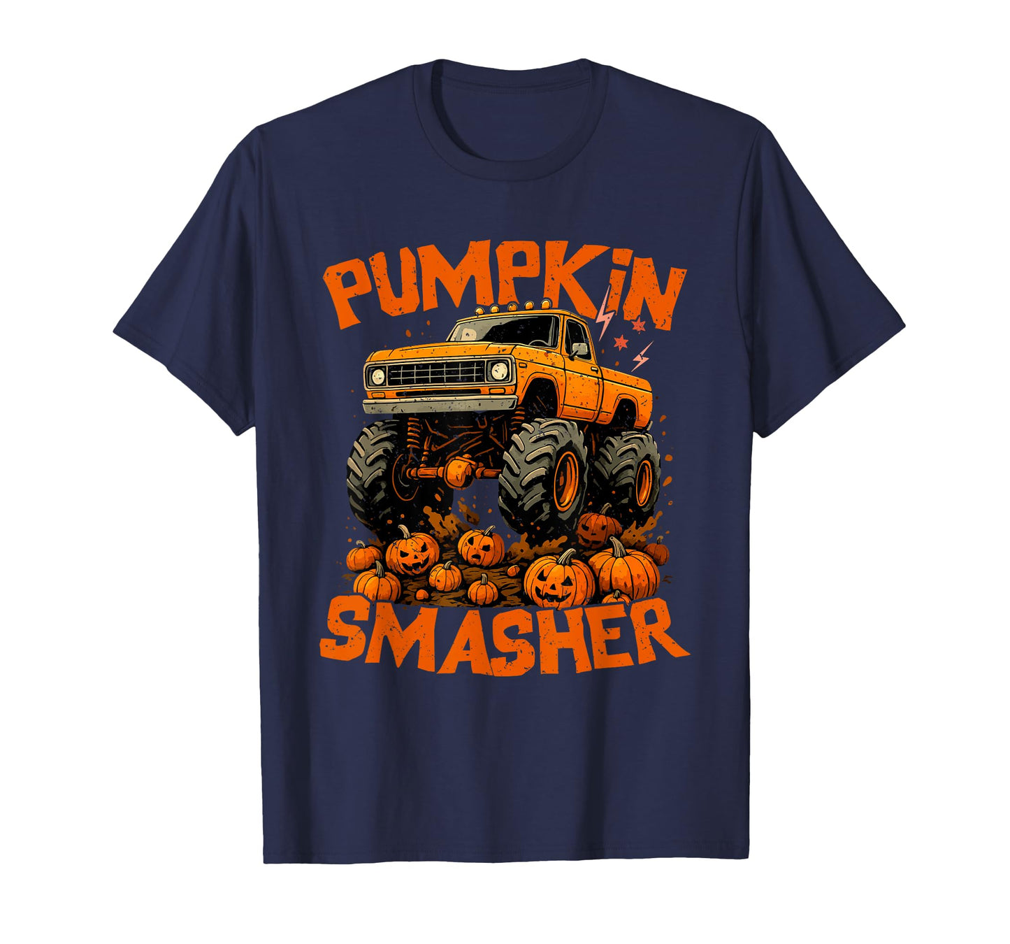 Pumpkin Smasher Funny Halloween Monster Truck T-Shirt