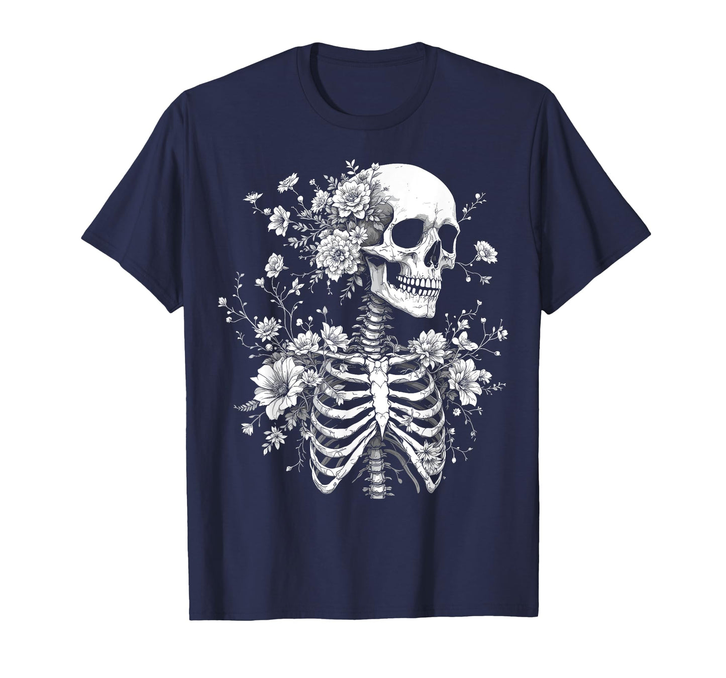 Floral Skeleton Flowers Goth Occult Death Dark Art Gothic T-Shirt