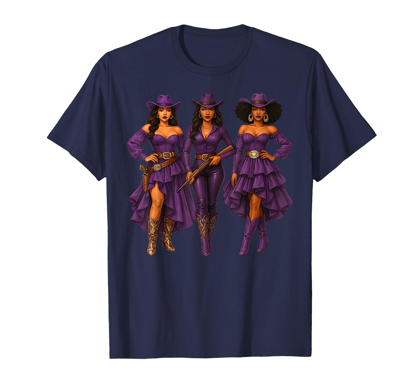Black Cowgirl Purple Western Rodeo Melanin Black History T-Shirt