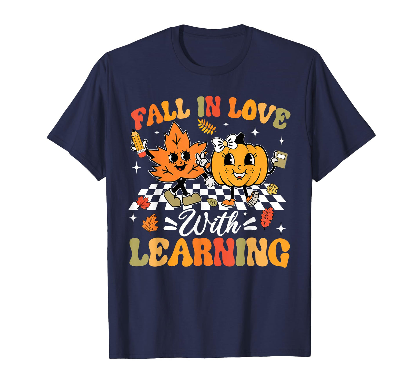 Fall In Love With Learning Fall Teacher Thanksgiving Retro T-Shirt