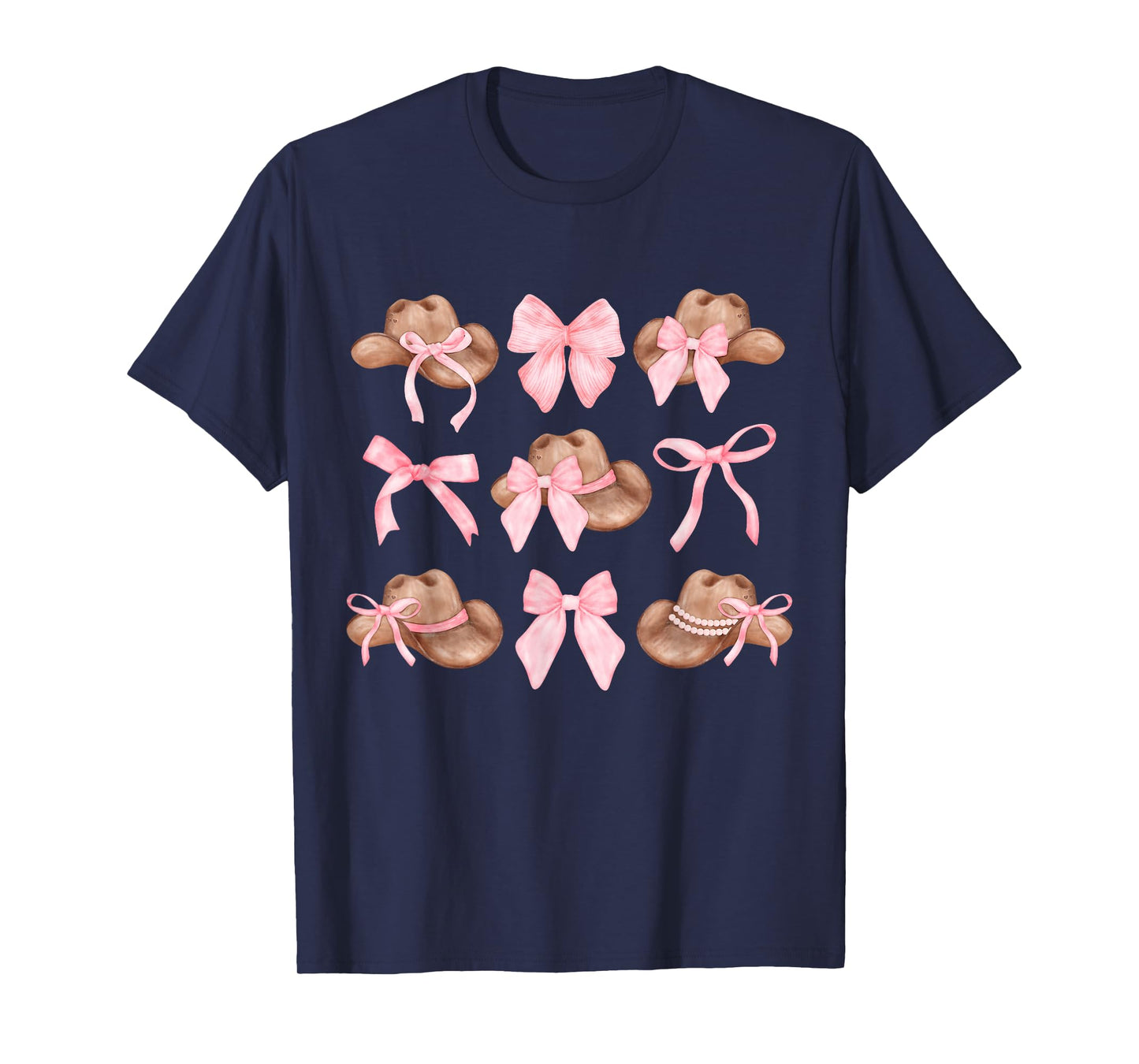 Coquette Cowgirl Hat Pink Bows Country Concert Theme T-Shirt