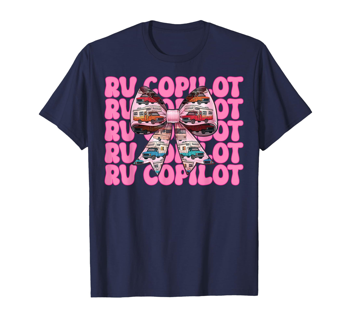RV Copilot RV Camping Camper Motorhome Girl Mom Coquette Bow T-Shirt