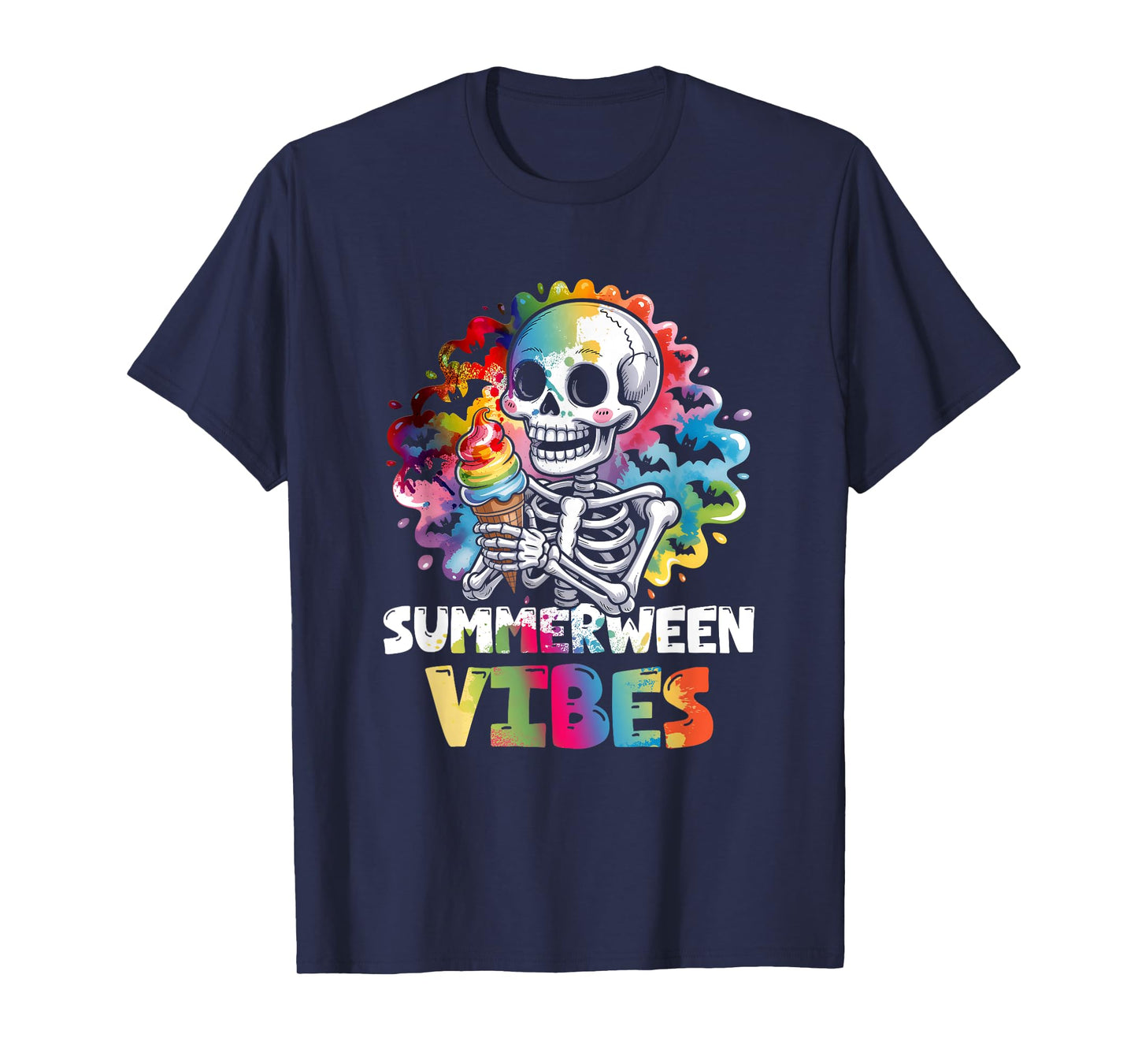 Summer-ween Vibe Skeleton Ice Cream Summer Halloween T-Shirt