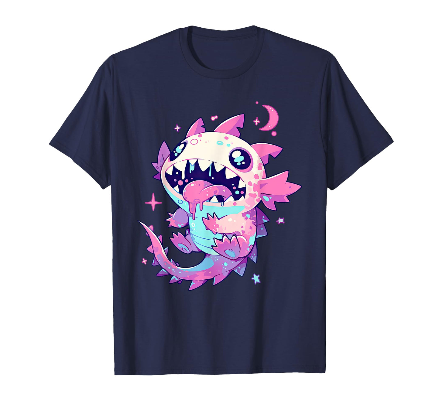 Kawaii Pastel Goth Creepy Cute Pink Zombie Axolotl T-Shirt