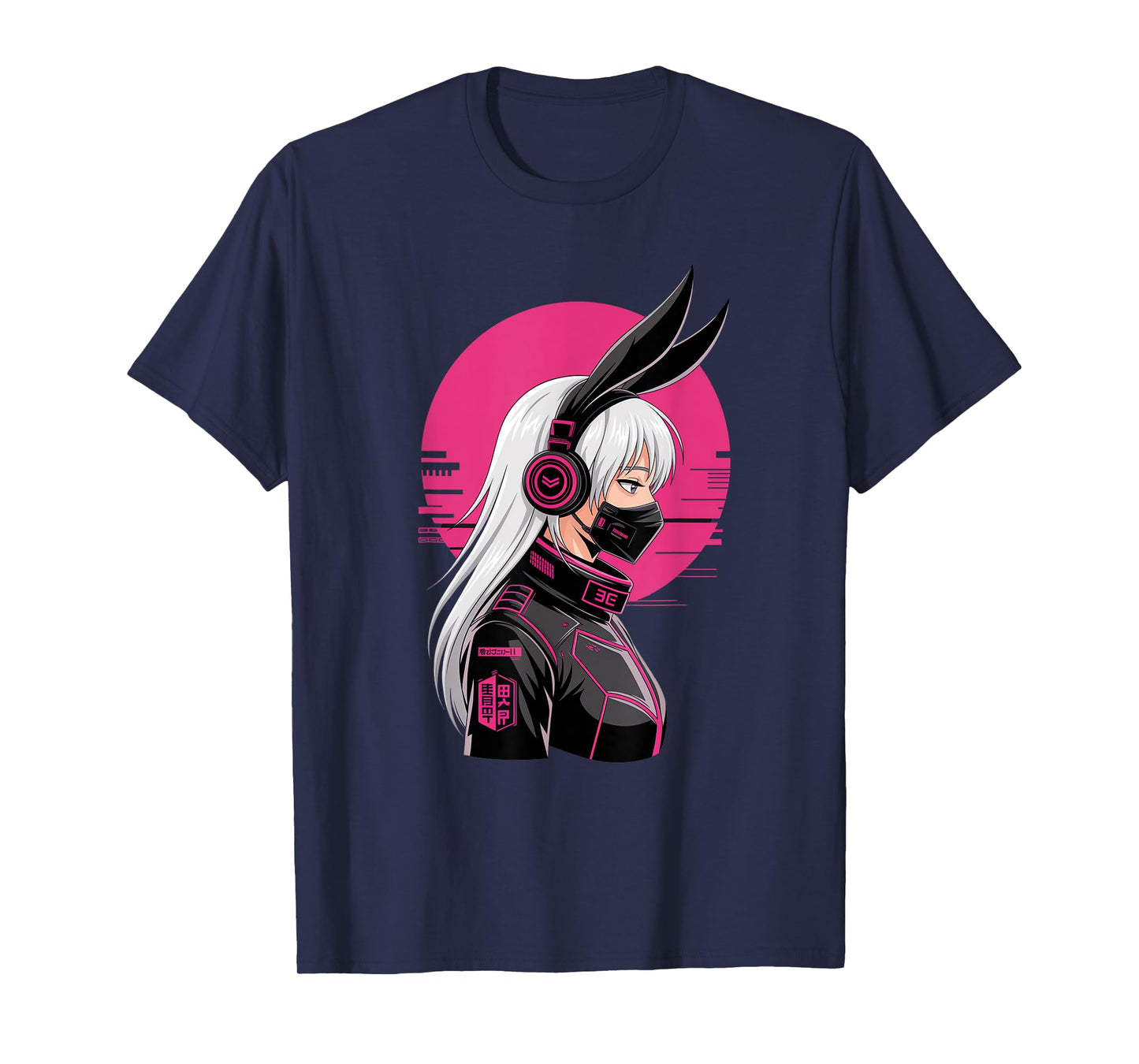 Cyberpunk Girl With Mask Sci-fi Anime Manga Cat Ears Girl T-Shirt