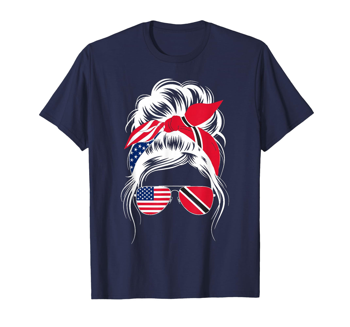 Messy Hair American Trinidad And Tobago Flag Trinidadian T-Shirt