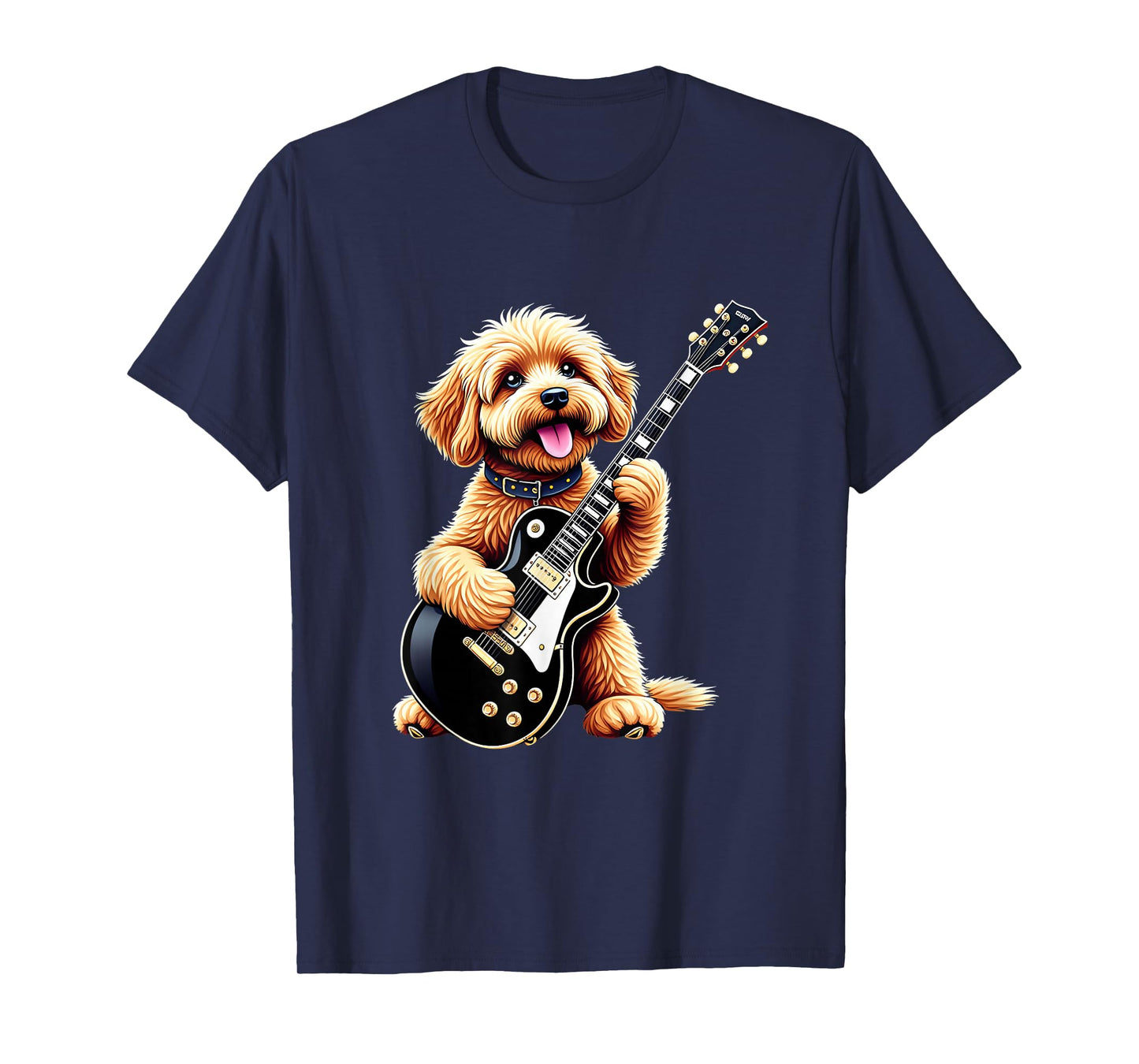 Funny Cavapoo Dog Playing Electric Guitar Music Lovers T-Shirt