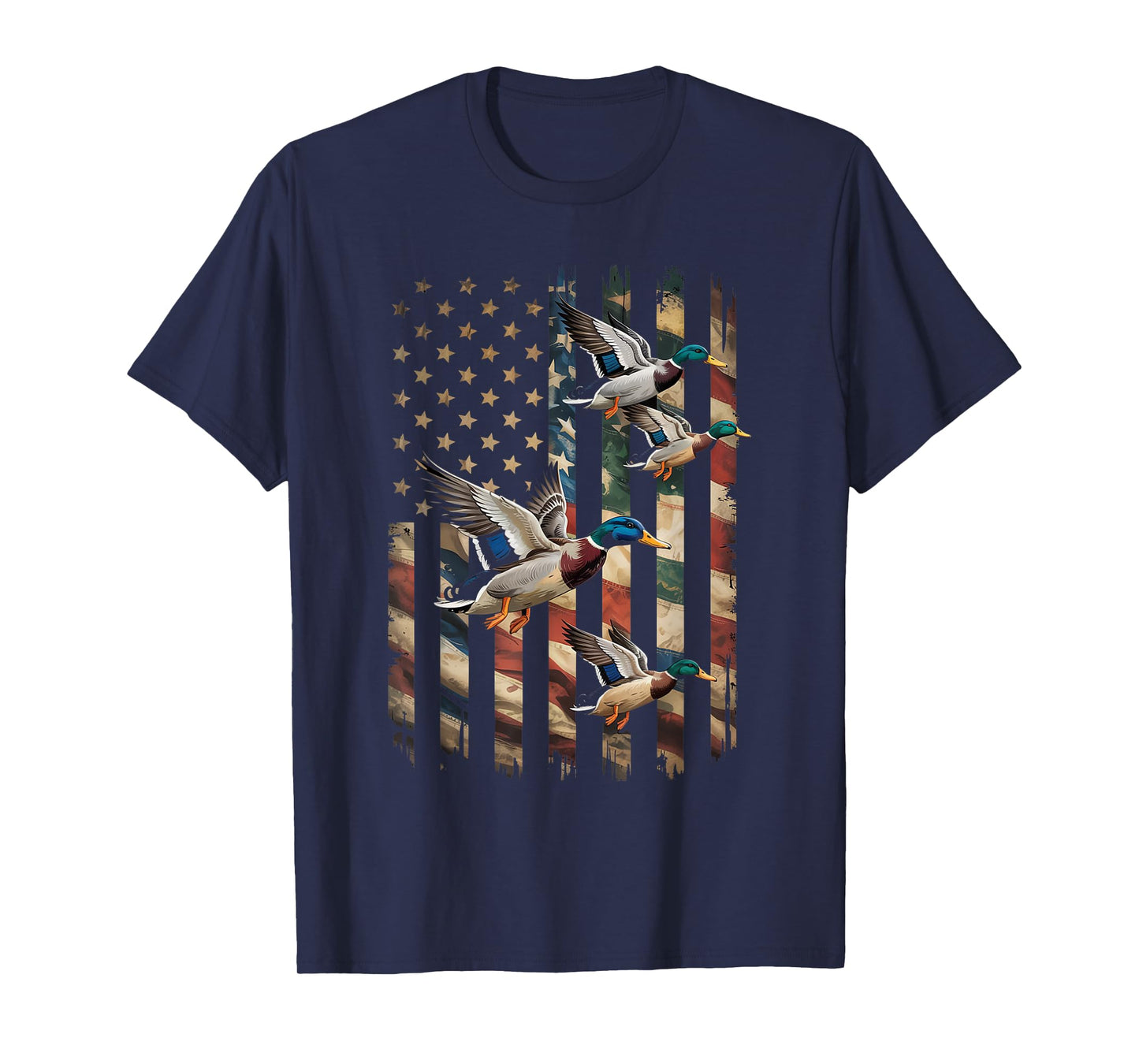 Camo Duck Hunting American Flag Waterfowl USA T-Shirt
