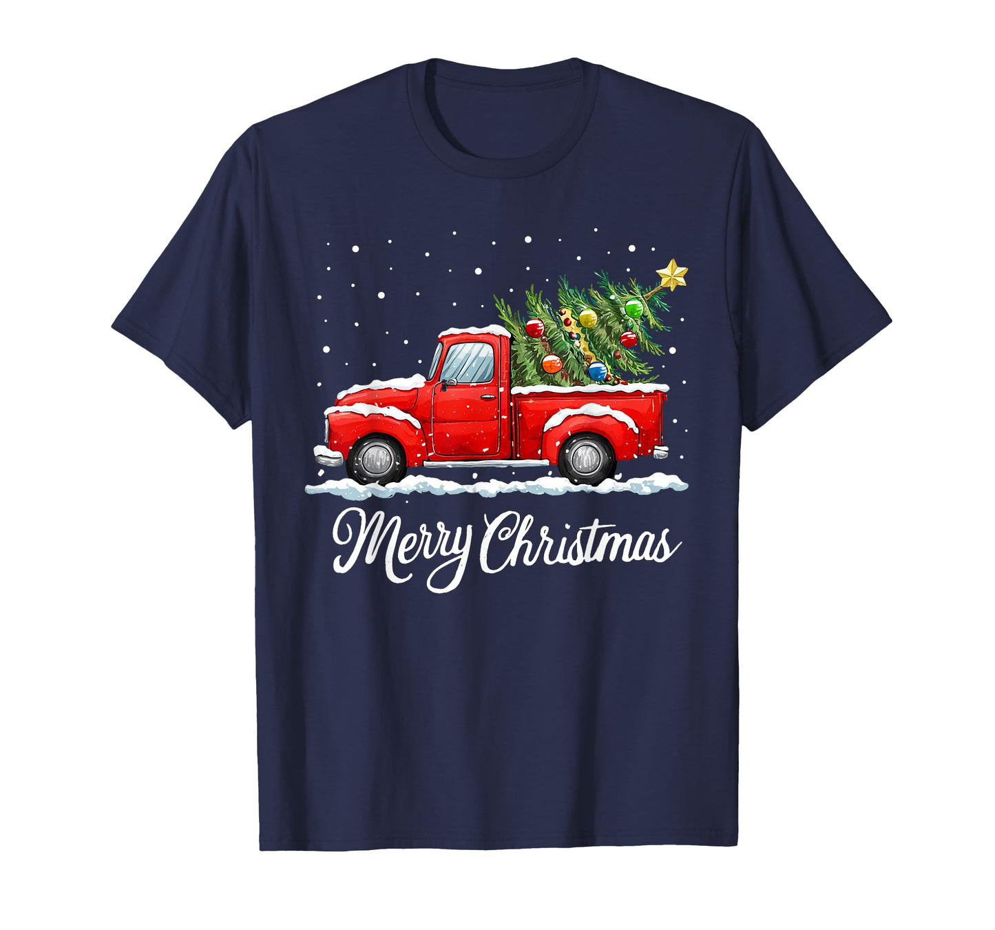 Vintage Merry Christmas Red Truck Old Fashioned Christmas T-Shirt