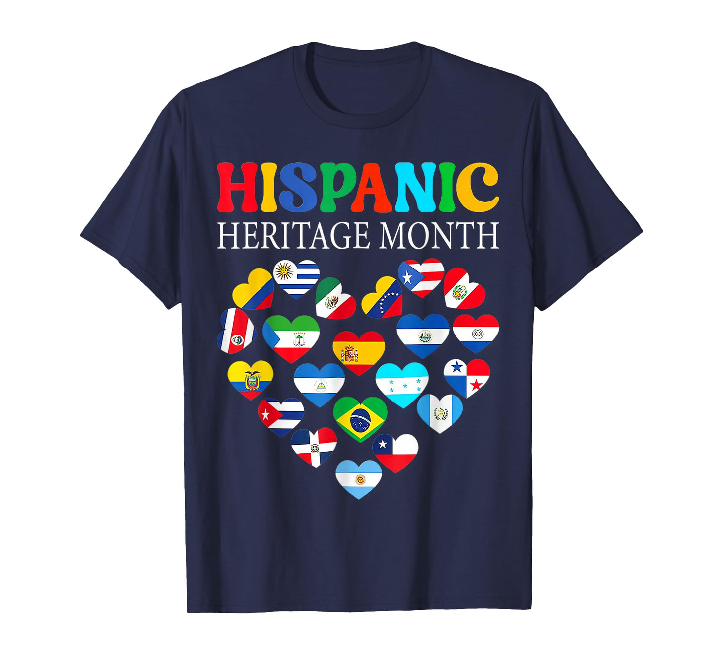 Hispanic Heritage Month All Countries Heart T-Shirt