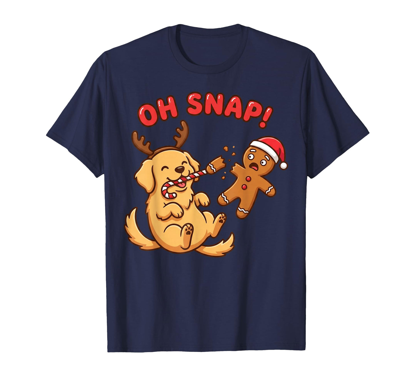 Oh Snap Gingerbread Man Broken Leg Funny Dog Christmas T-Shirt