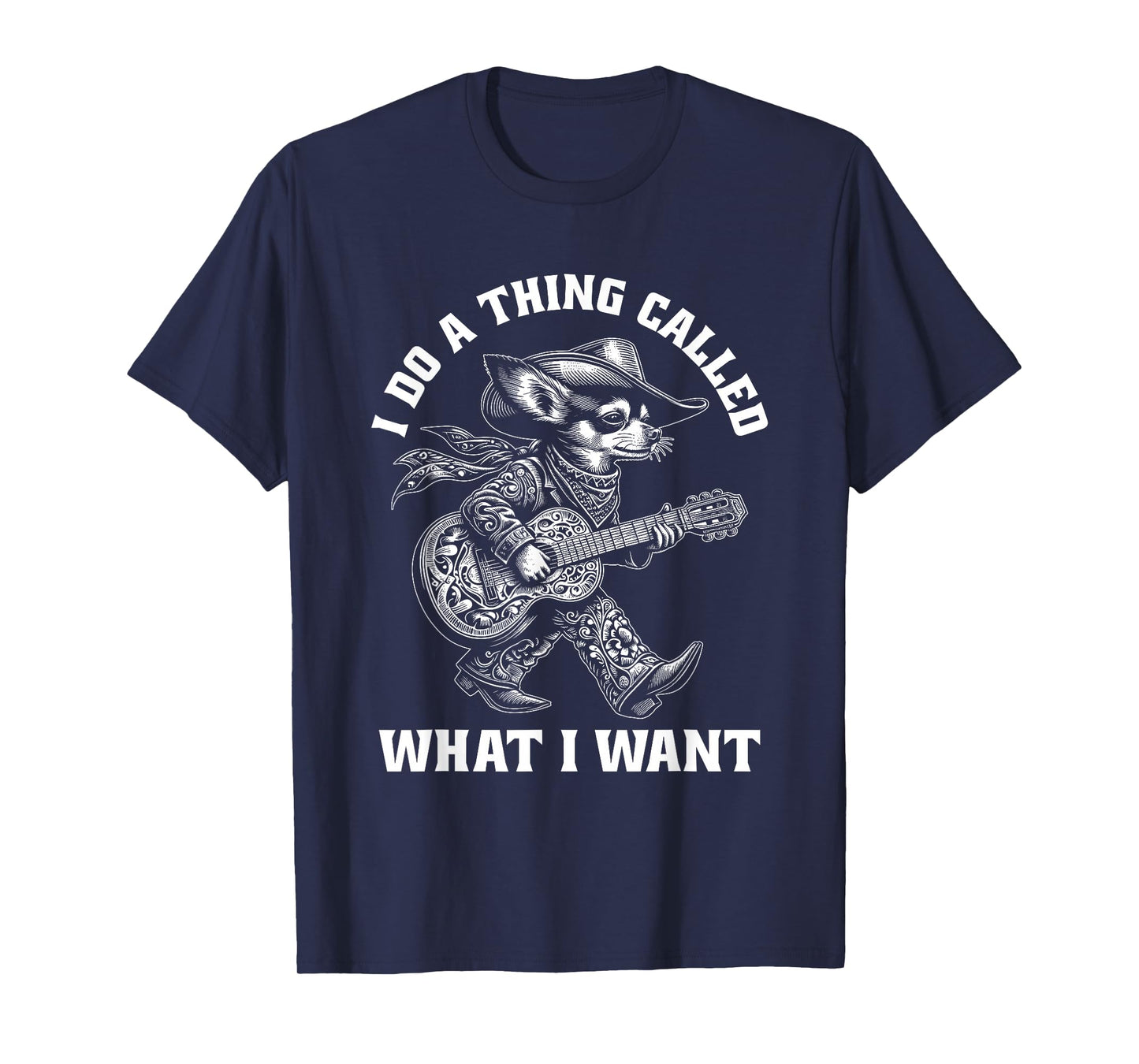 Retro Cowboy Chihuahua Guitar Funny Western Country Music T-Shirt