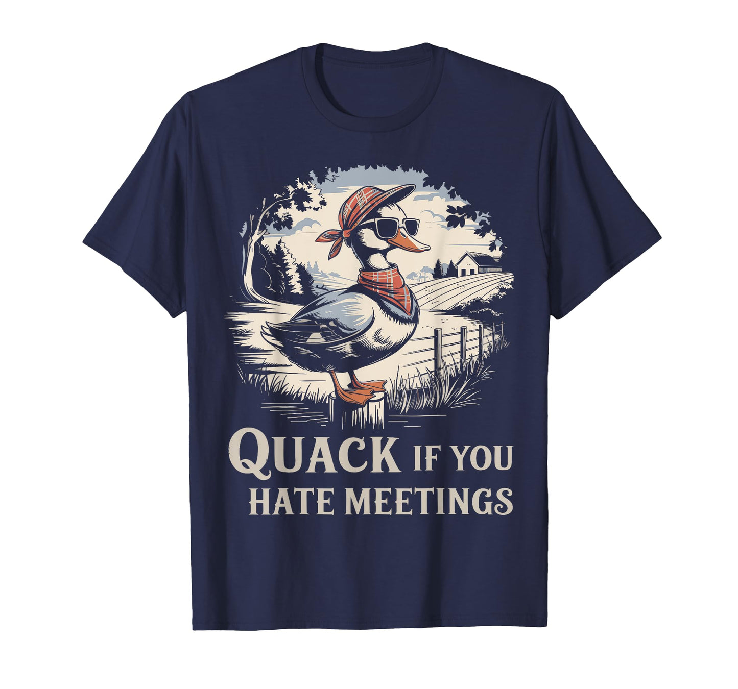 Funny Duck “Quack If You Hate Meetings” Work Humor Apparel f T-Shirt
