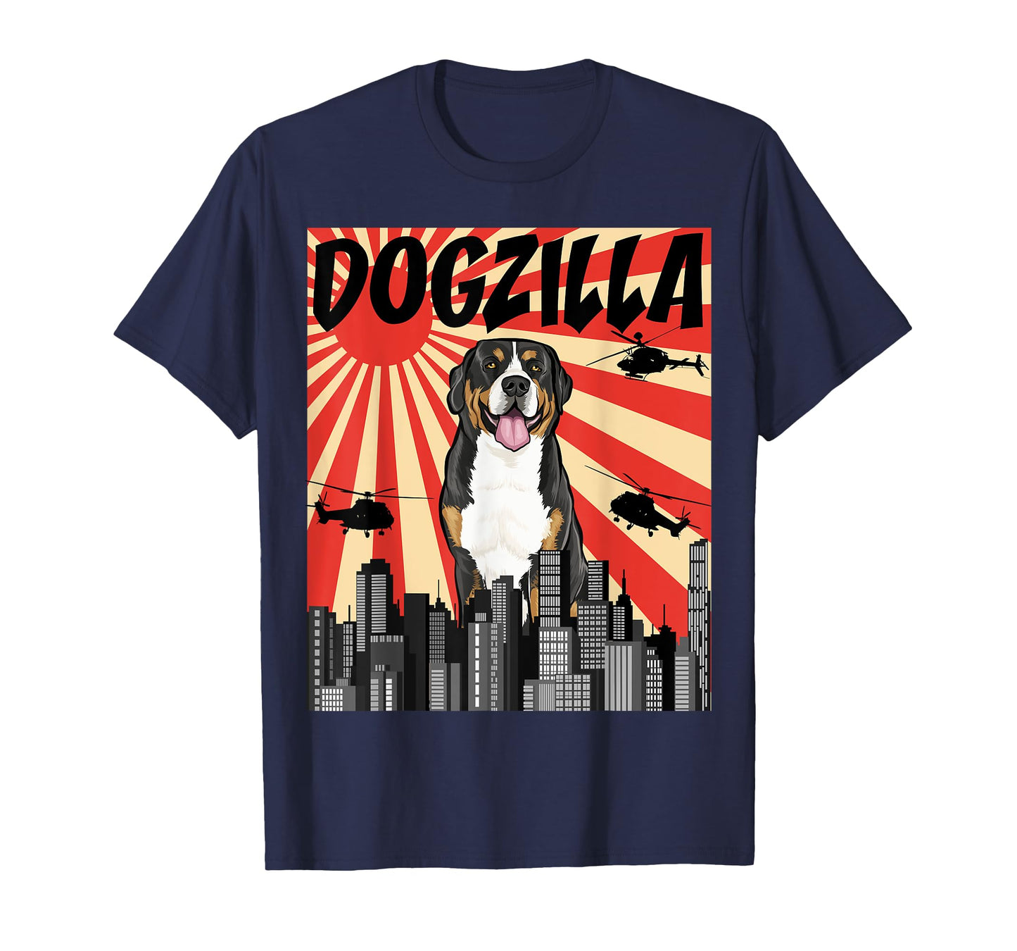 Funny Retro Japanese Dogzilla Greater Swiss Mountain Dog Men Women T-Shirt