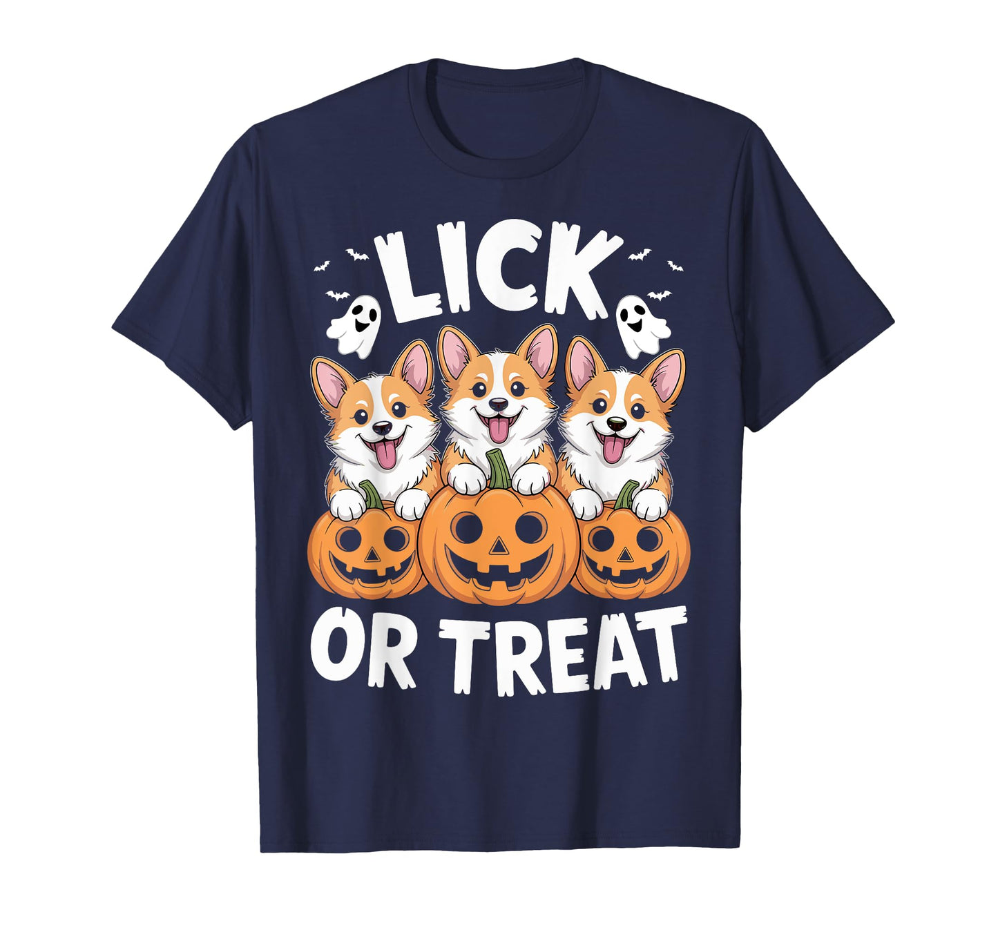 Lick or Treat Corgi Dog Pumpkin Spooky Halloween Costume T-Shirt