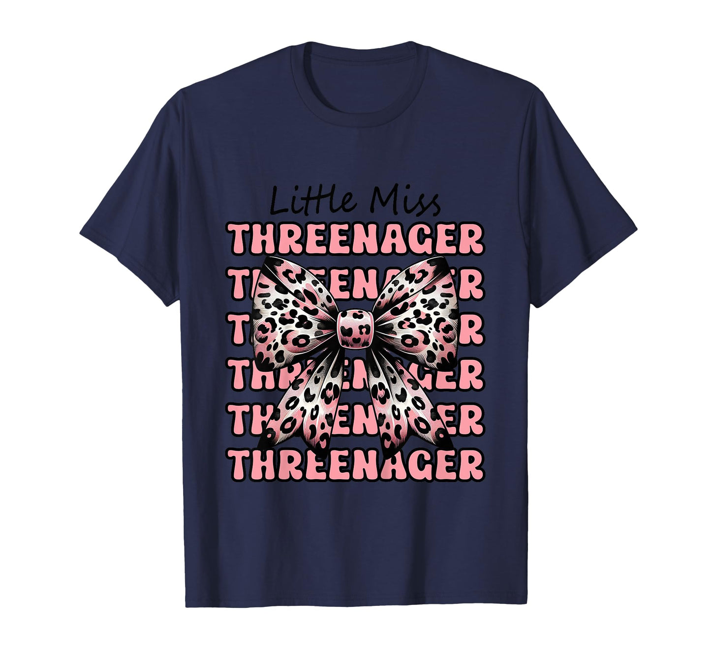 Kids Little Miss Threenager Coquette Bow Birthday 3 Years T-Shirt