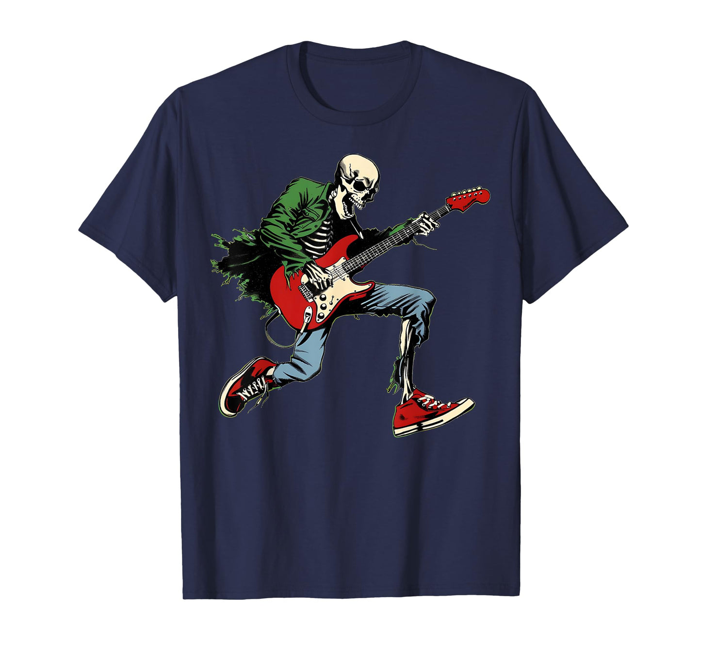 Skeleton Guitar Guy Halloween Rock & Roll Band Music Concert T-Shirt