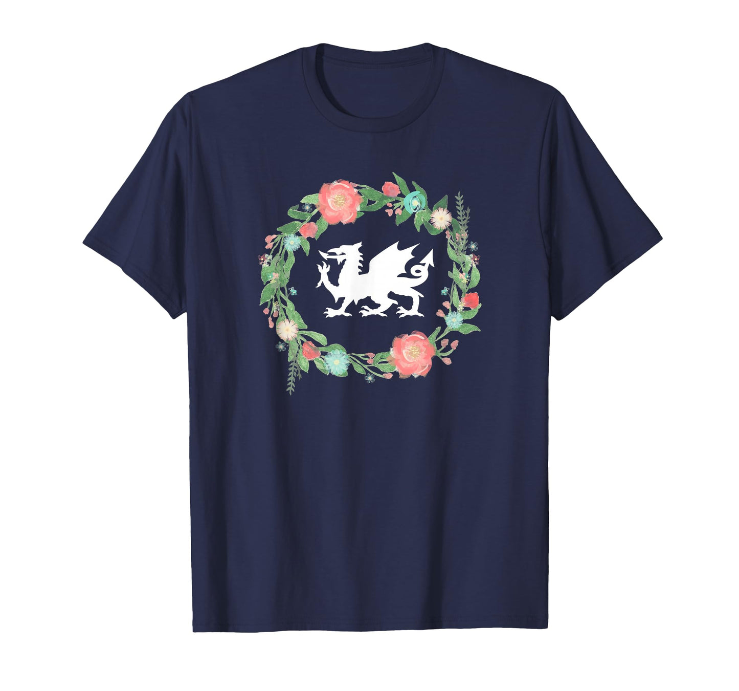 Floral Welsh Dragon tshirt - I Love Wales Cymru t-shirt top T-Shirt