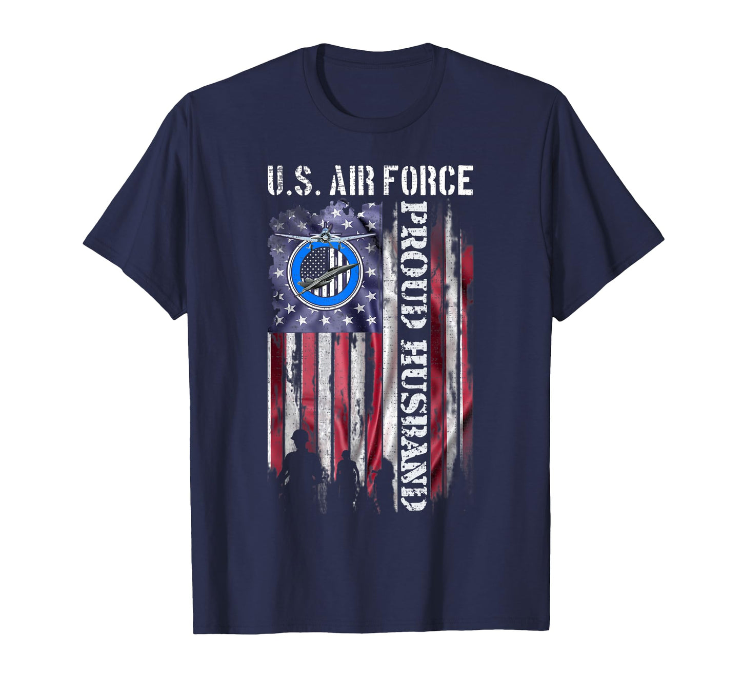 Vintage USA American Flag US Air Force Proud Veteran Husband T-Shirt
