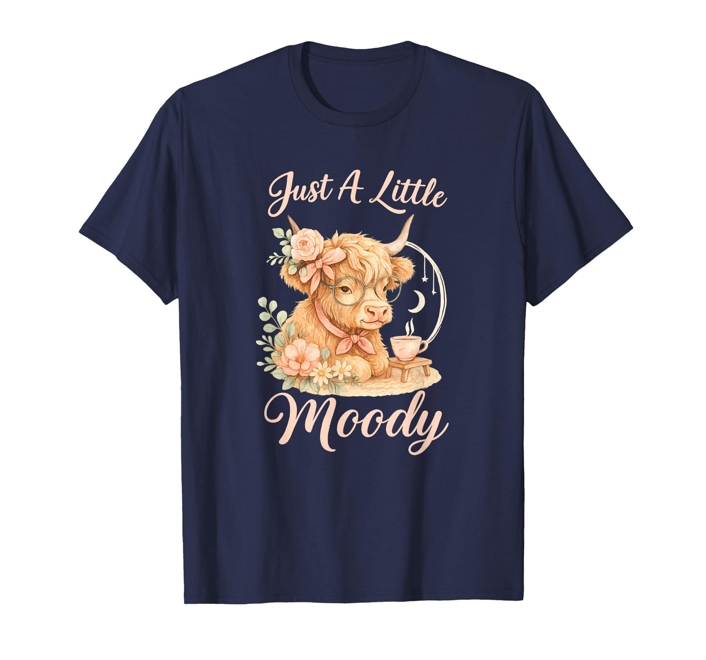Just A Little Moody Cute Highland Cow Aesthetic T-Shirt