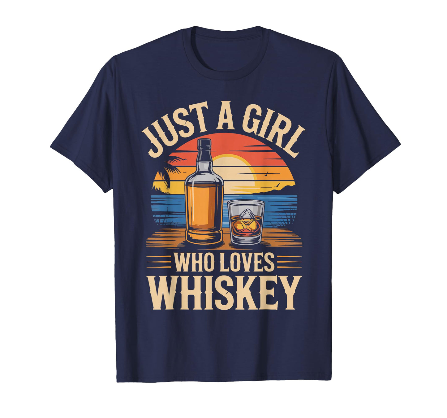 Just A Girl Who Loves Whiskey Sunset Retro T-Shirt