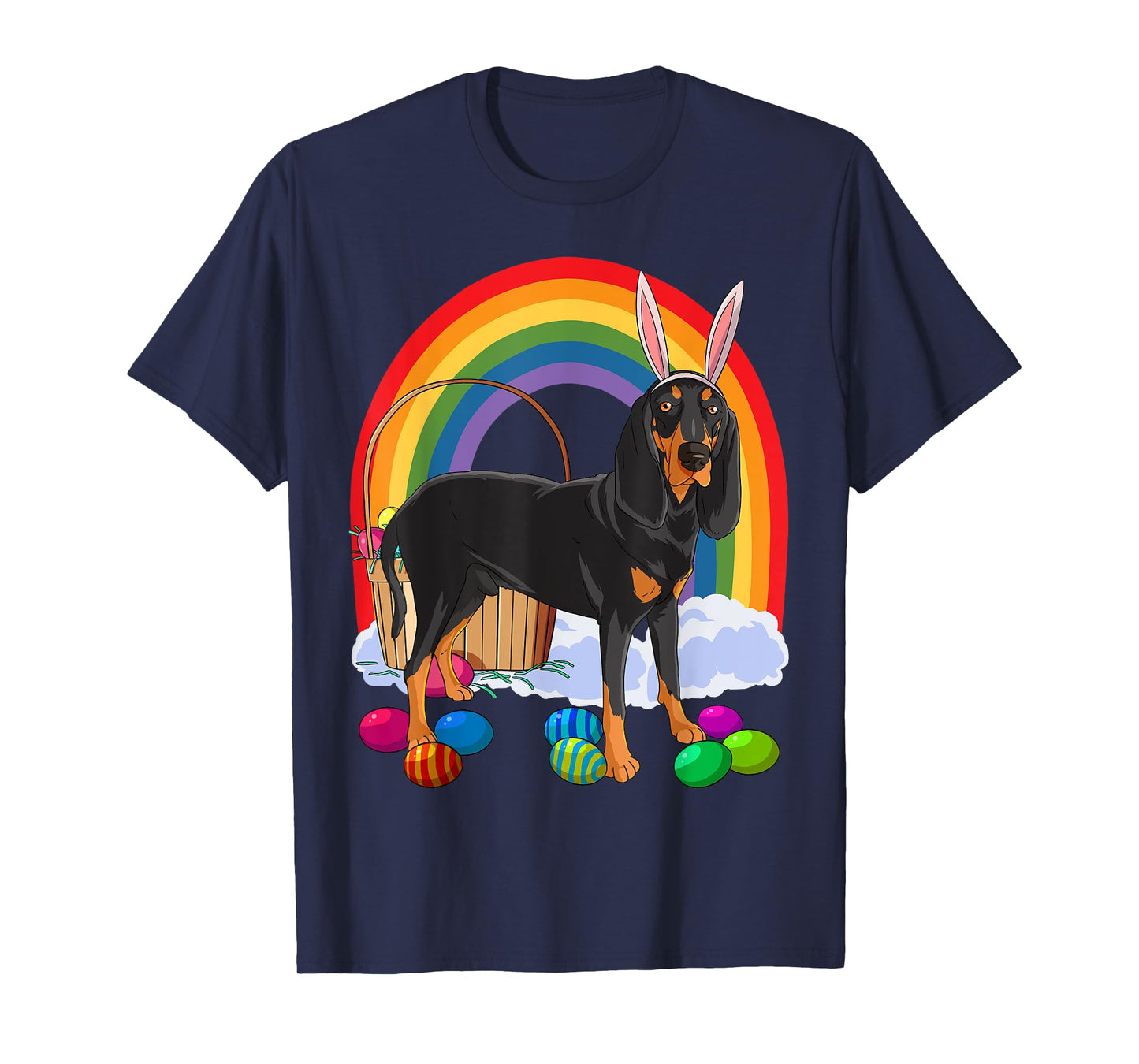 Black and Tan Coonhound Easter Eggs Bunny Dog T-Shirt