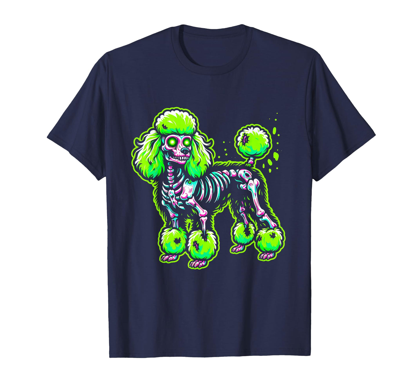 Zombie Poodle Dog Ghost Dark Halloween Horror Skeleton Gifts T-Shirt