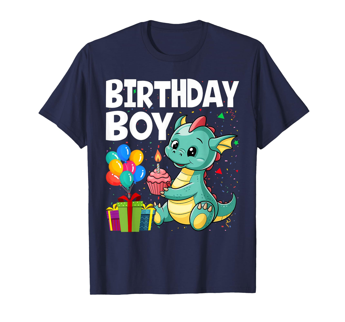 Birthday Boy Dragon Theme Cupcake Candle Fire T-Shirt