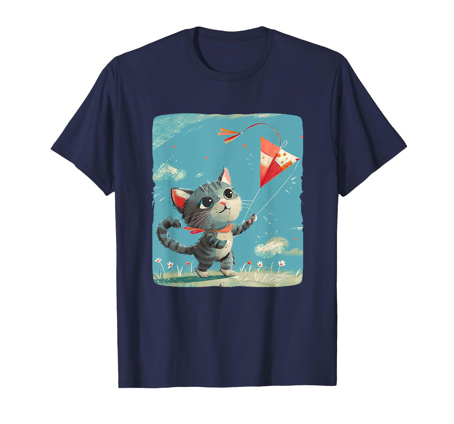 Cat Flies Kites Statement for a Light and Airy Vibe T-Shirt