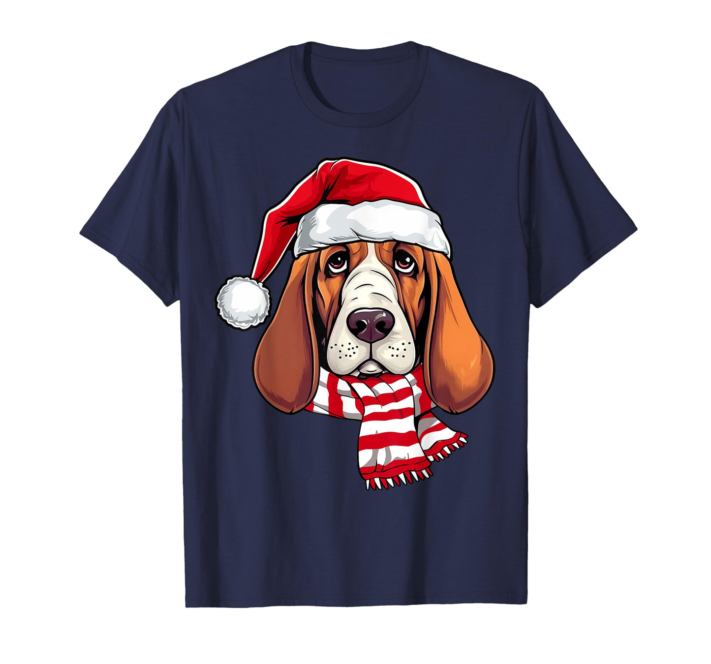 Santa Basset Hound Christmas Dog Lover Men Women Kids T-Shirt