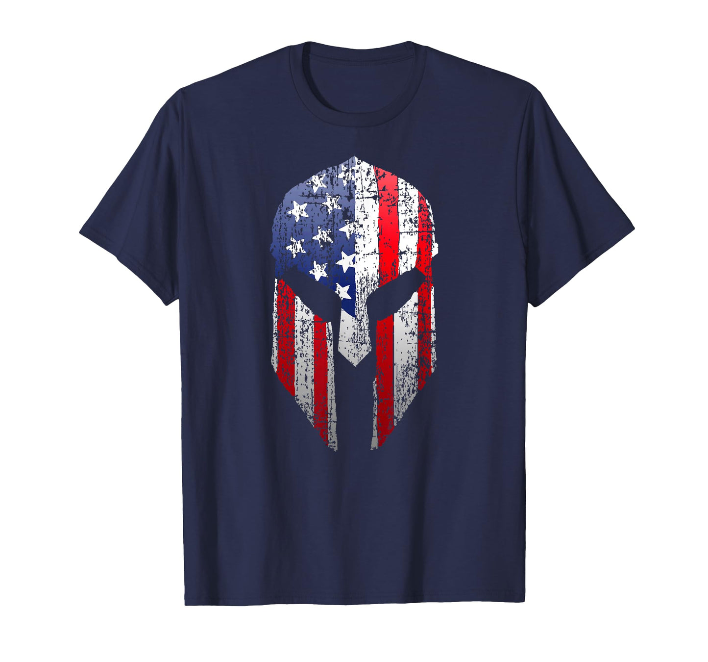 Patriotic American Spartan Warrior USA Flag Helmet Tee T-Shirt