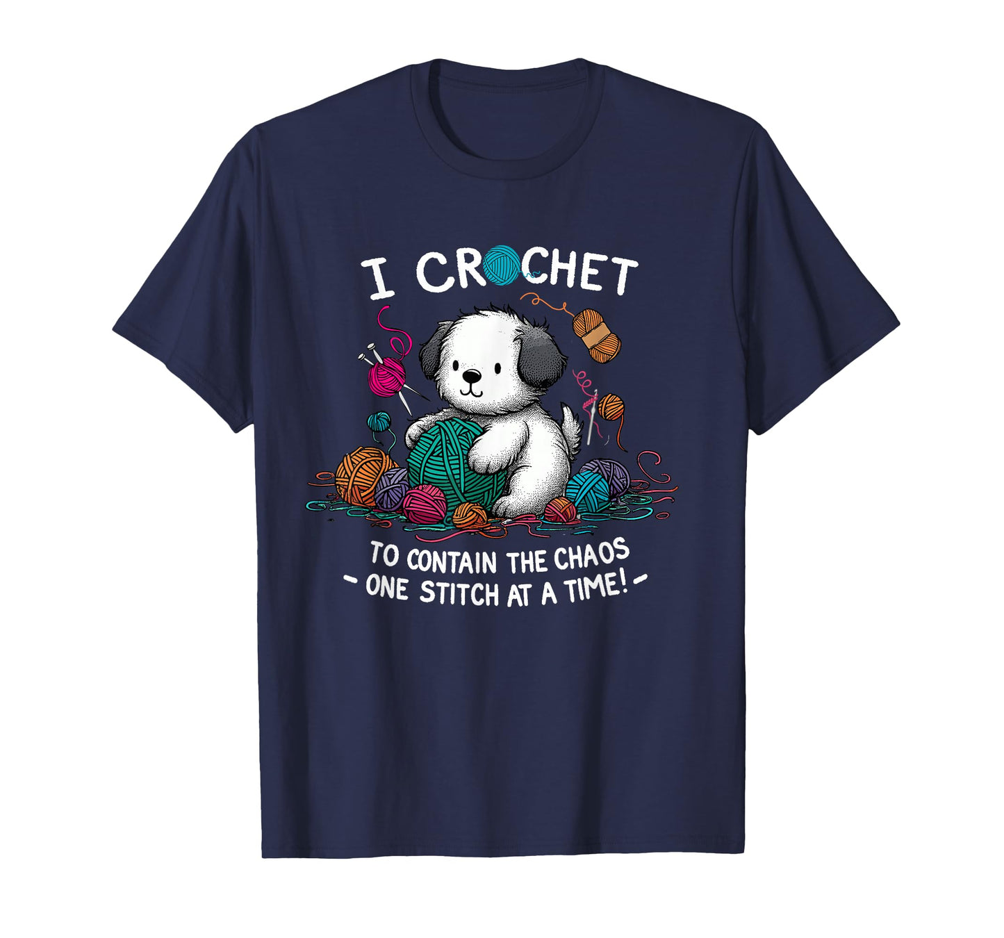 Funny Graphic Tees for Yarn Crochet Lovers Dog Theme Mom Tee T-Shirt