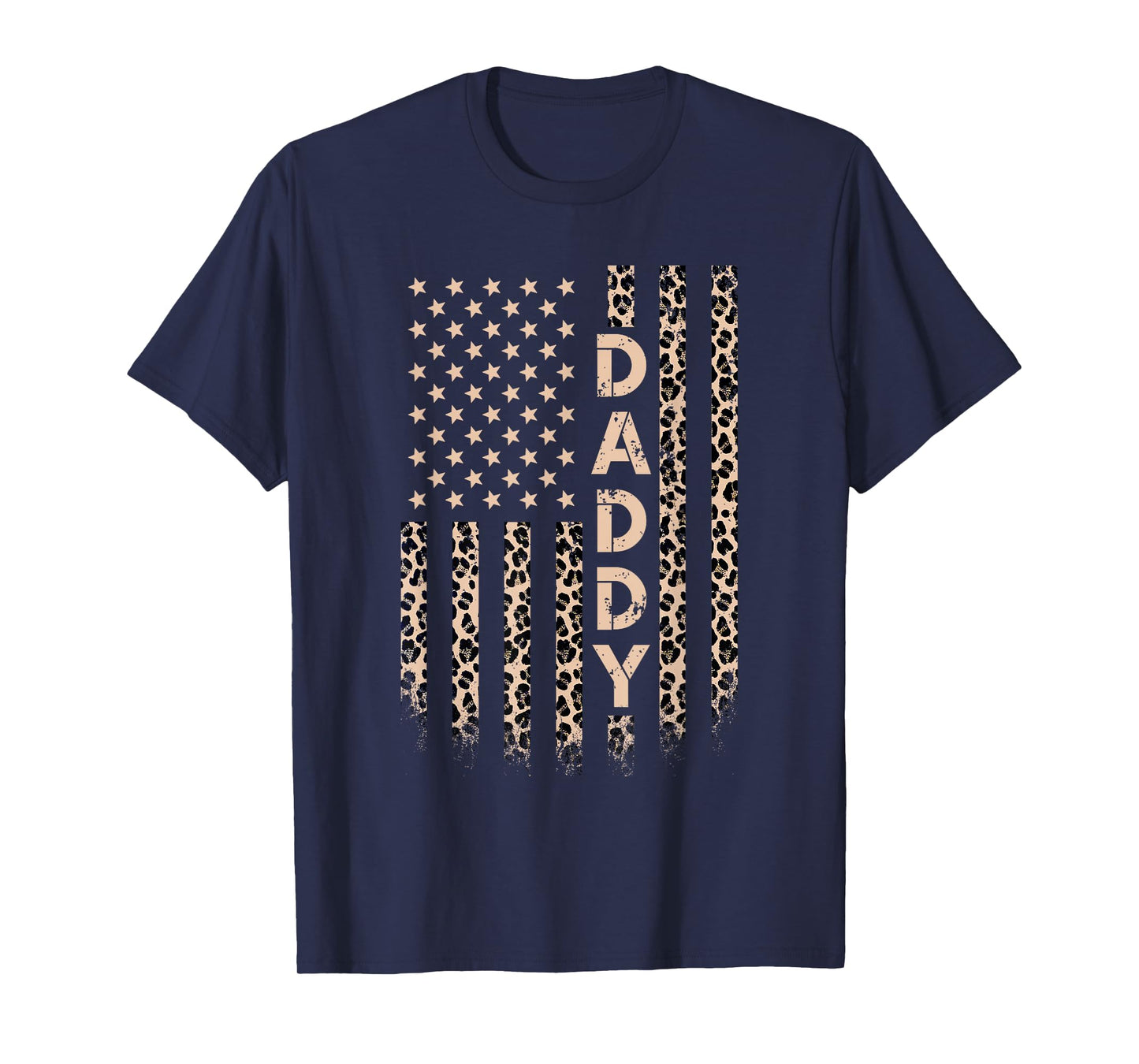 Daddy American Flag USA Leopard Print Dad T-Shirt
