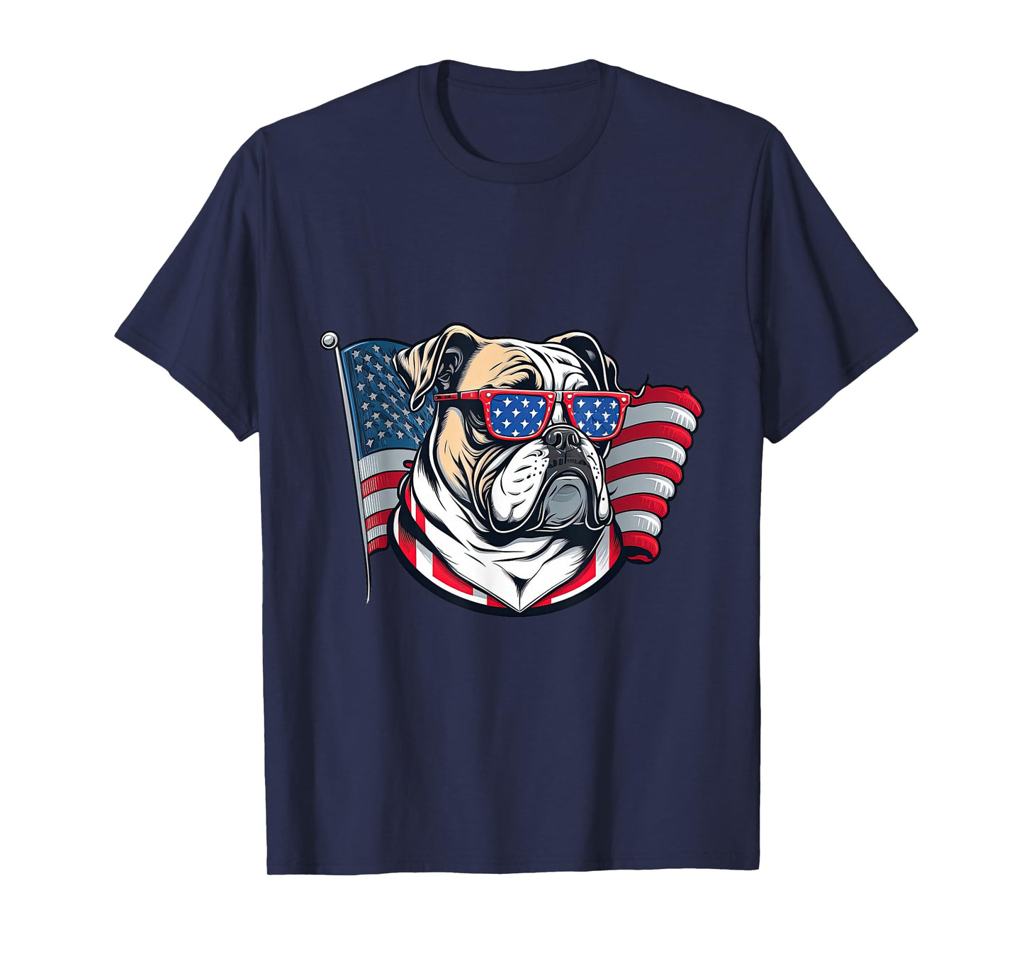 Bulldog: A Patriotic American on 4th of July T-Shirt