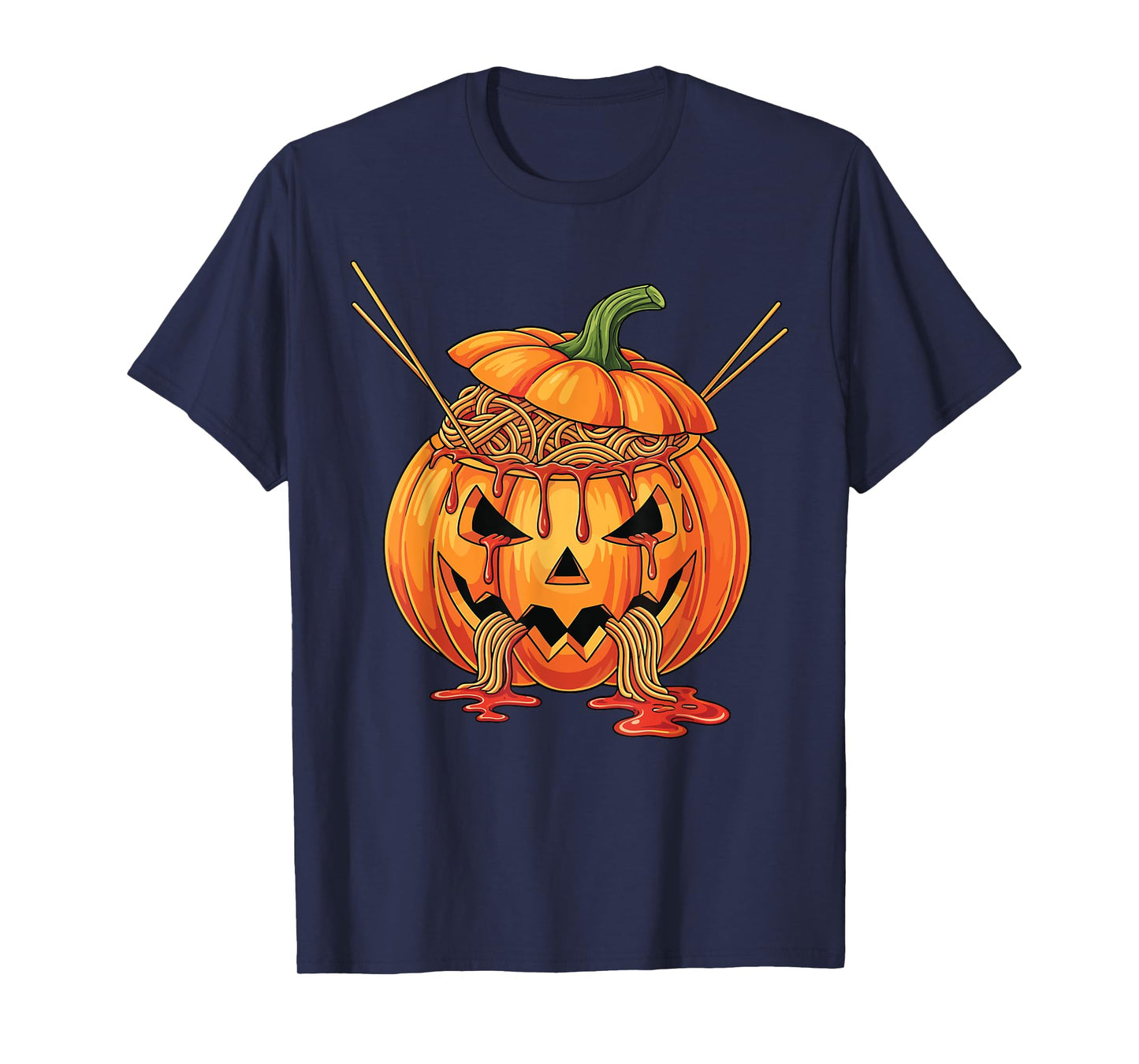 Creepy Spaghetti Pumpkin Horror Art Halloween Costume T-Shirt