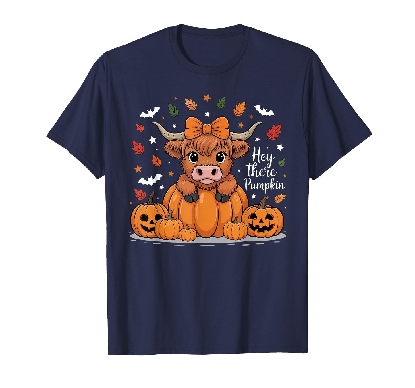 Hey There Pumpkin Halloween Highland Cow Lover Cow Farm T-Shirt