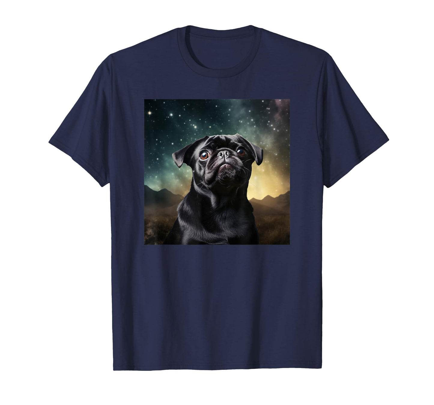 Funny Pug in Space Cute Pug Face T-Shirt