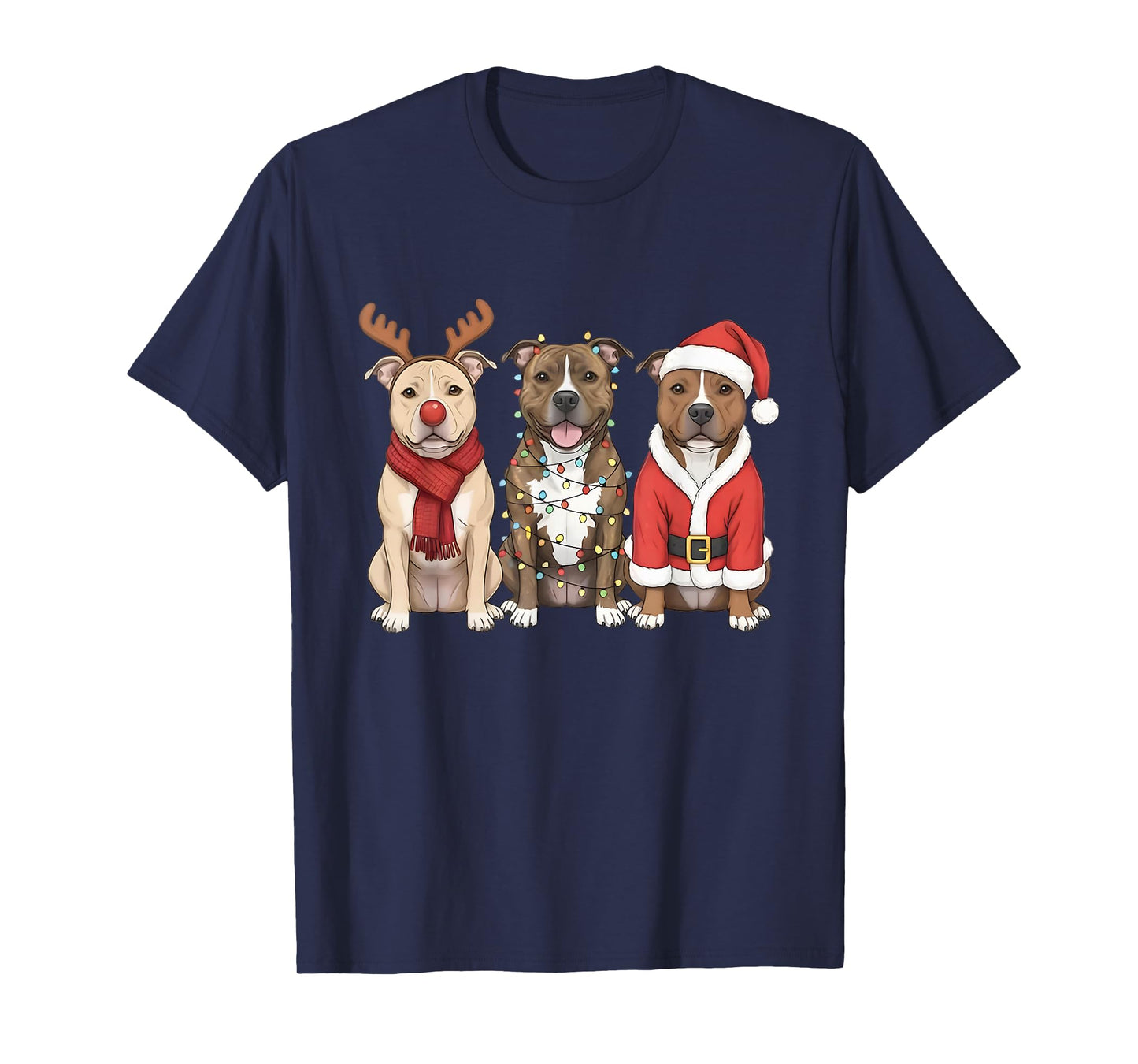 Santa American Pitbull Terrier Christmas Pittie Dog Mom Xmas T-Shirt