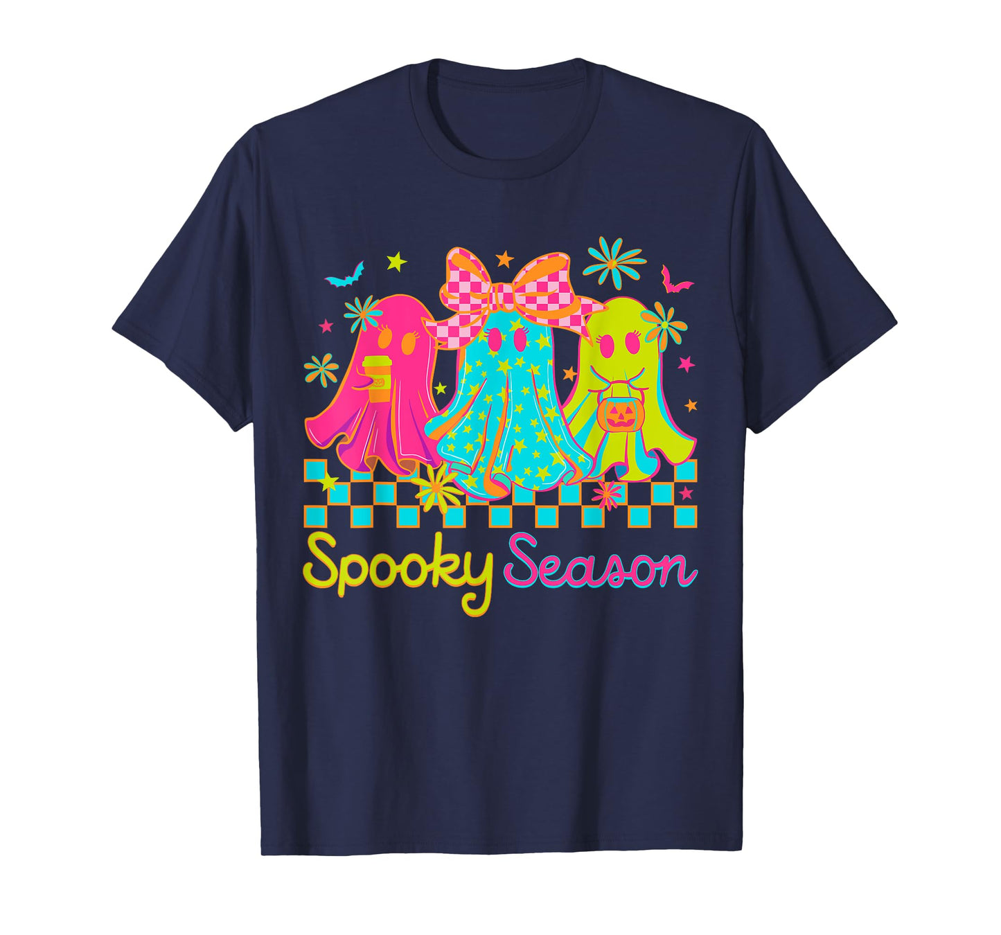 Spooky Season Halloween Coquette Floral Ghost Coffee Girls T-Shirt
