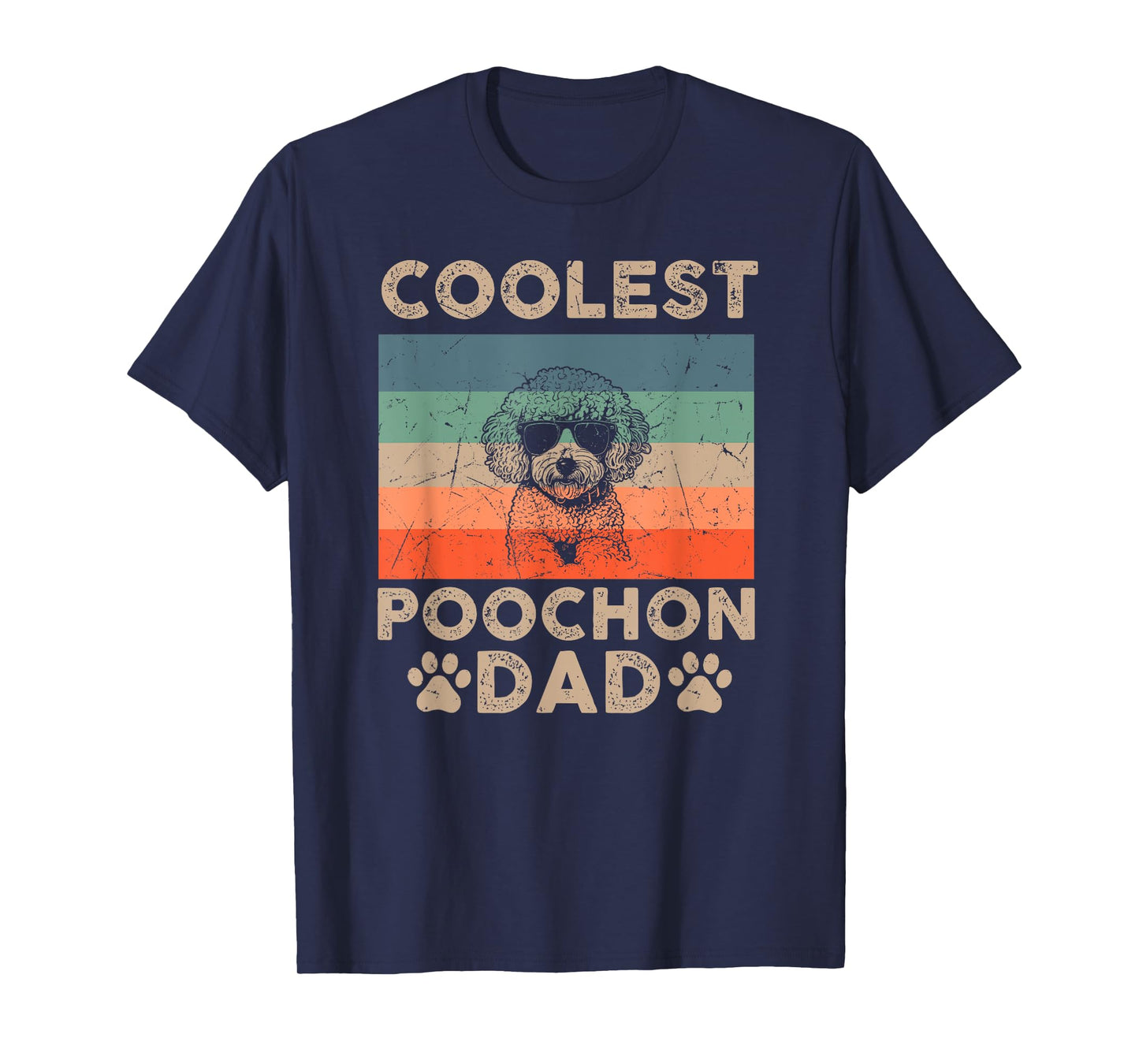 Vintage Coolest Poochon Dad Dog With Sunglasses Funny Dog T-Shirt for Men Women Kids