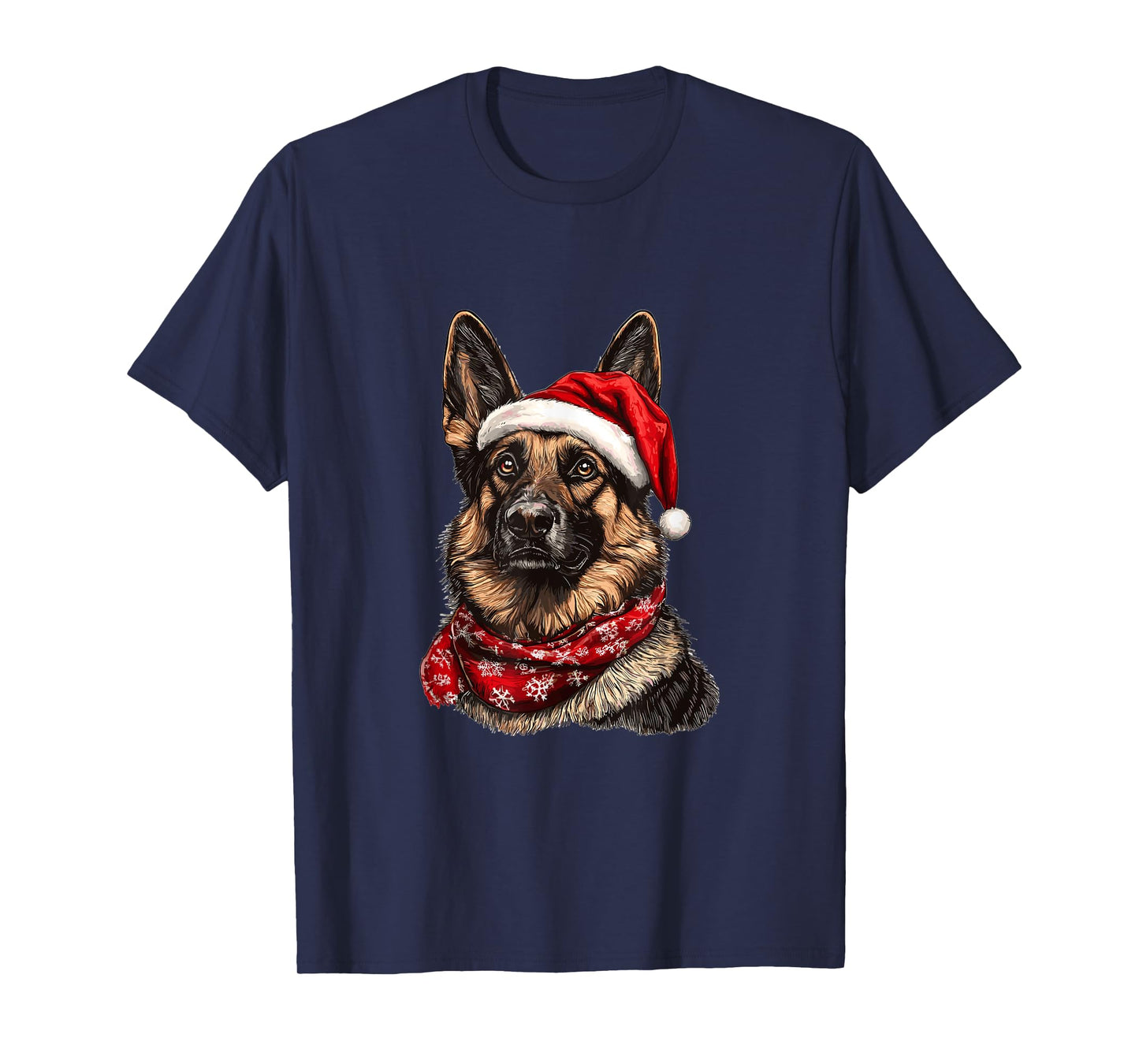 Cute German Shepherd Dog Christmas Merry X-mas Graphic T-Shirt