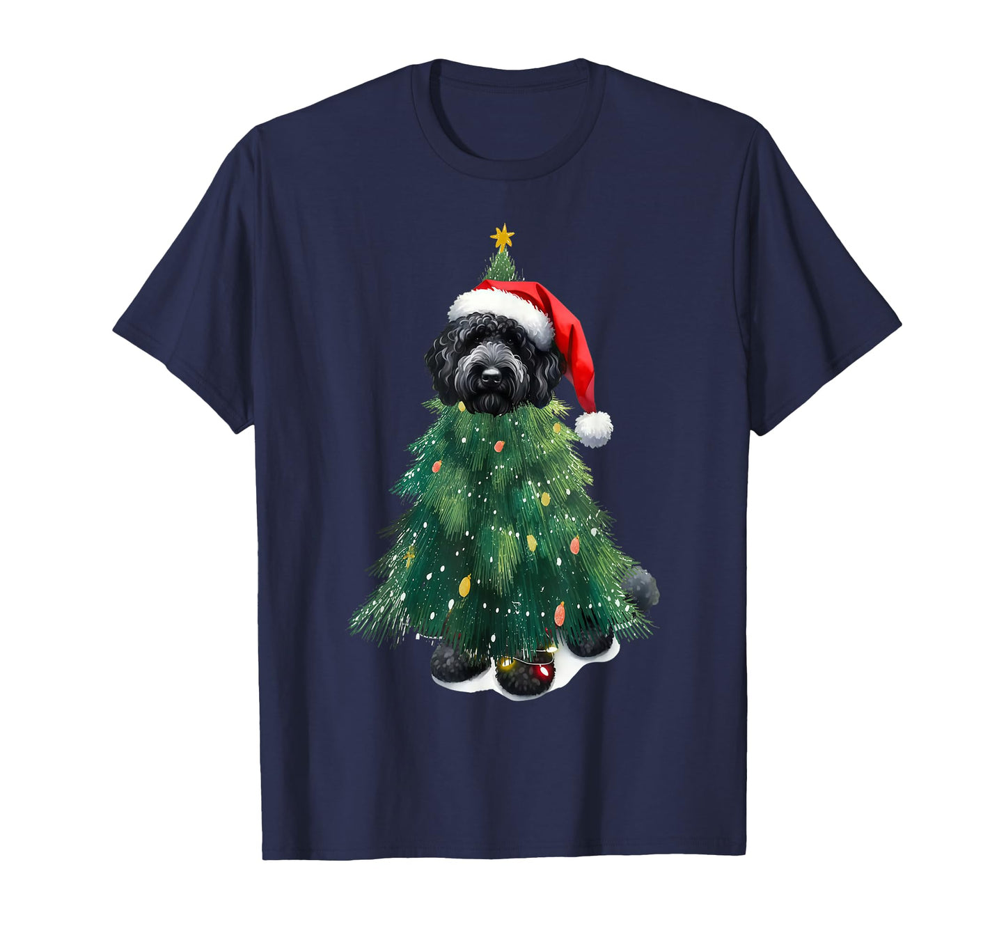 Black Golden Doodle in Christmas Tree Dog Lover Xmas Pajama T-Shirt