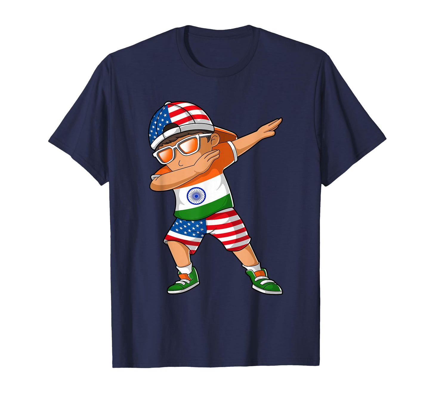 Half American Half Indian Boy Kid India Flag Patriotic T-Shirt