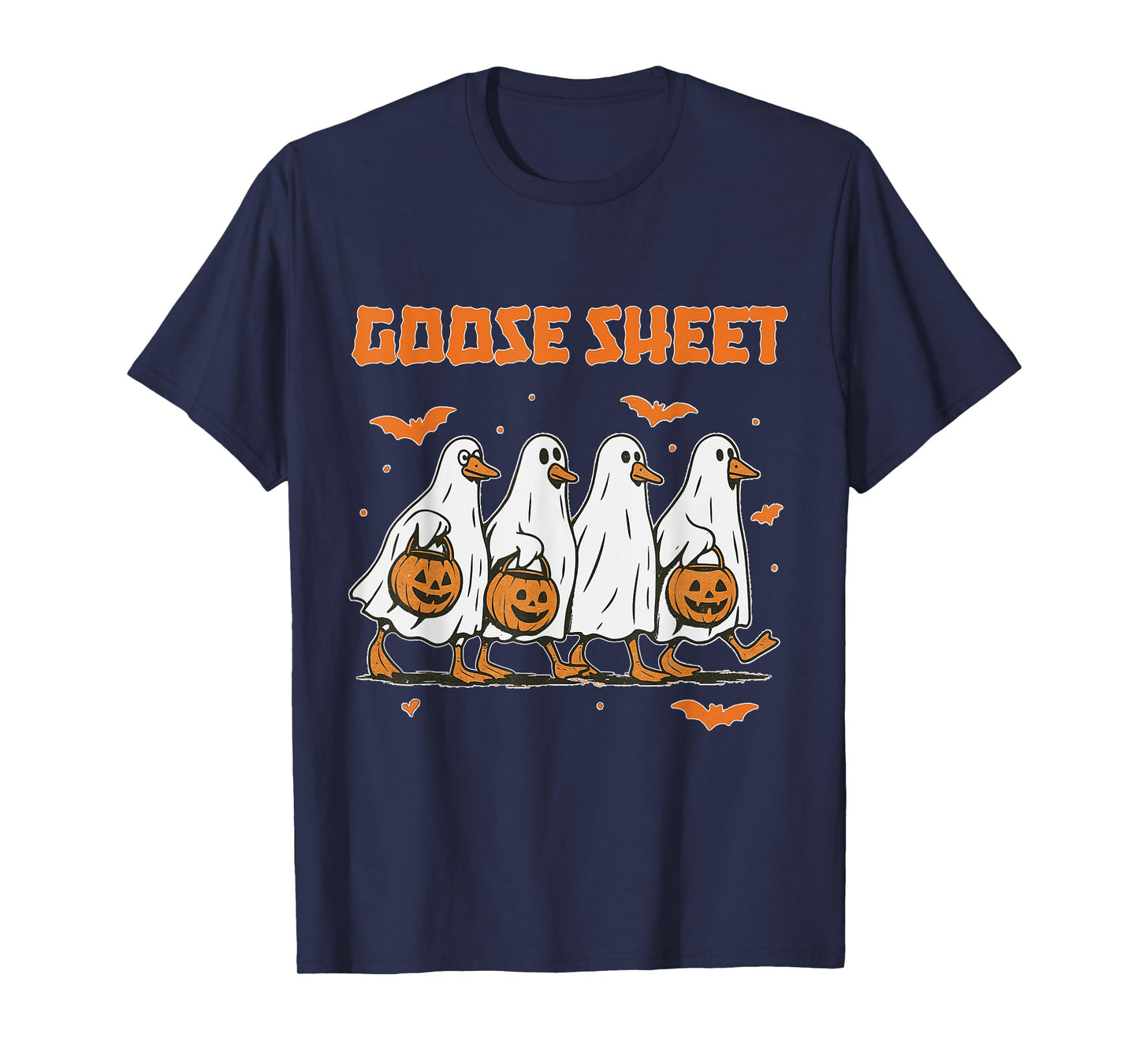 Halloween Fall Goose Sheet Ghost Floral Autumn Spooky Season T-Shirt