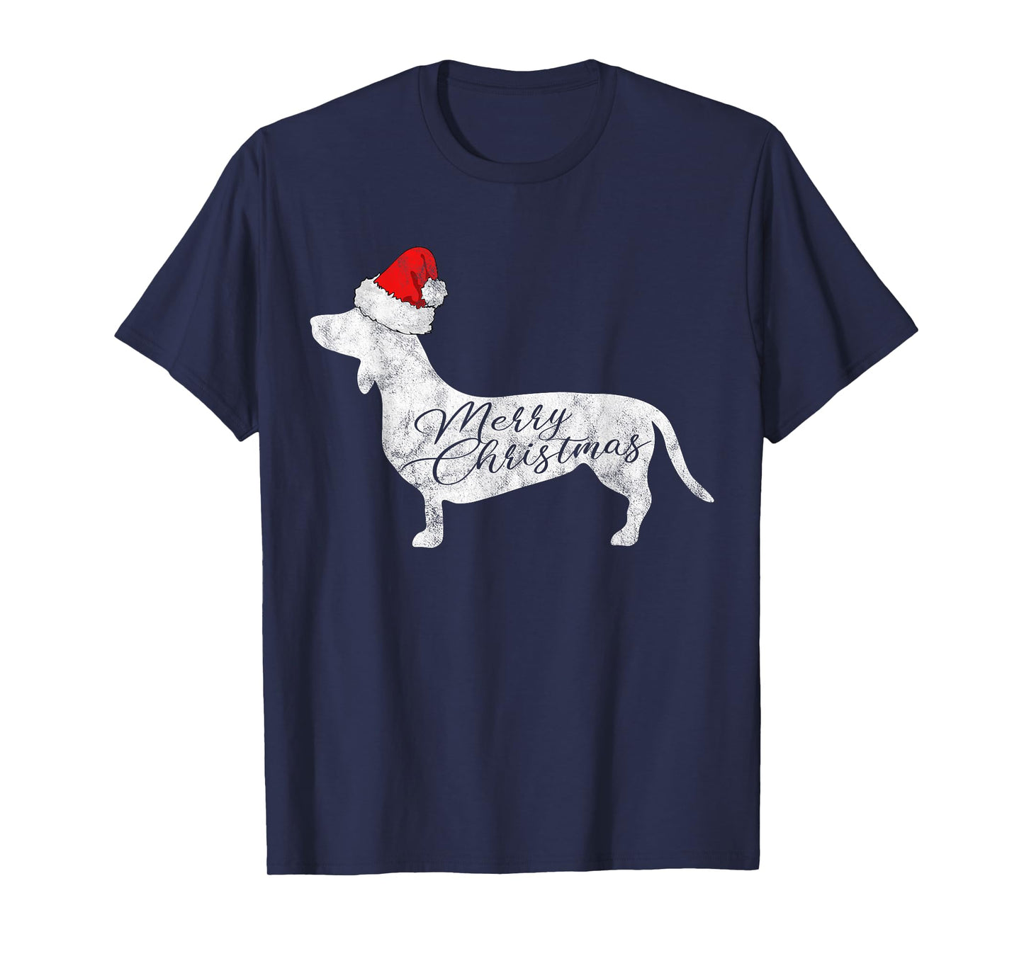 Dachshund Merry Christmas T-Shirt I Doxie Santa Silhouette T-Shirt