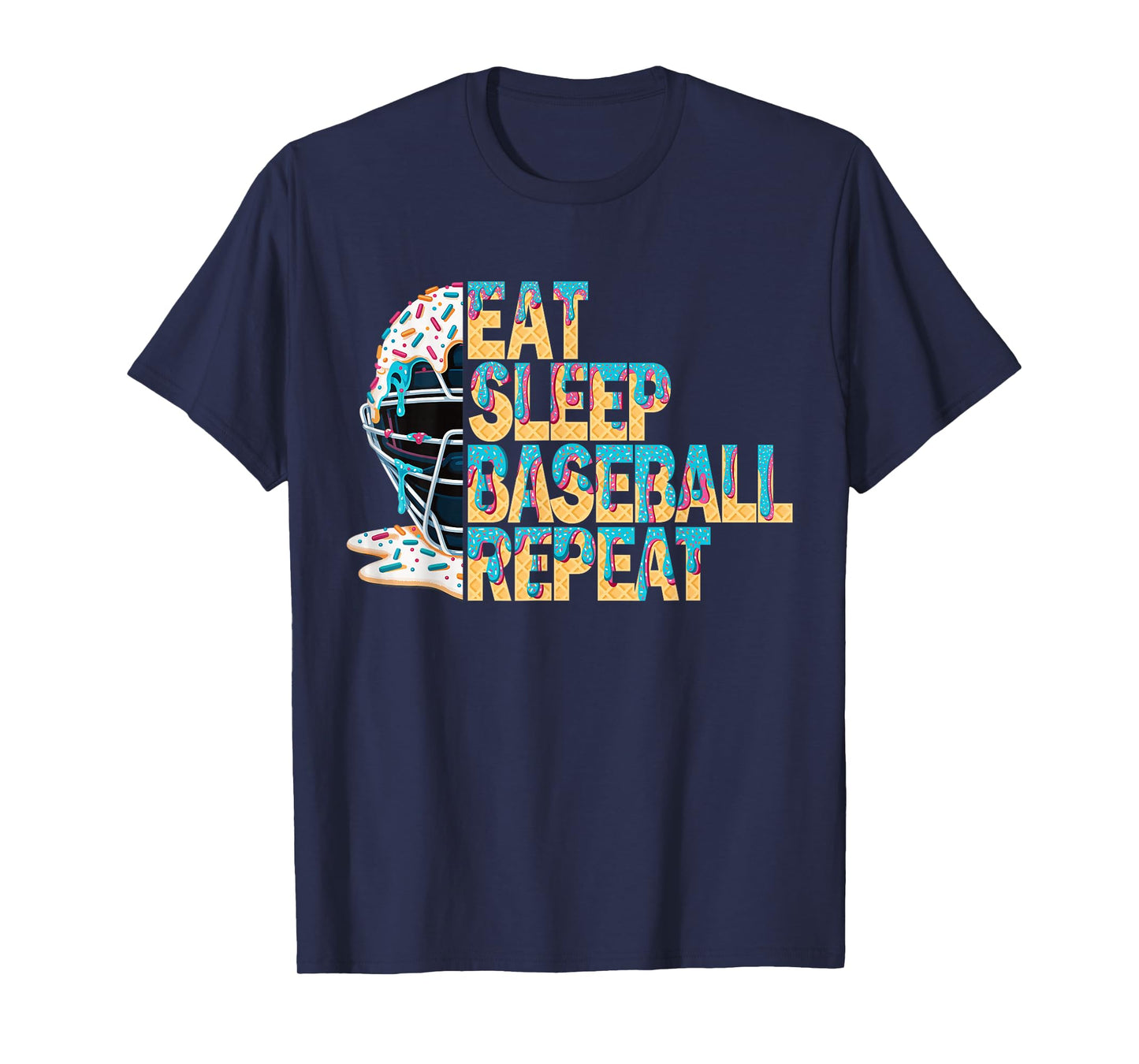 Eat Sleep Baseball Repeat Baseball Player Tee Ice Cream Drip T-Shirt