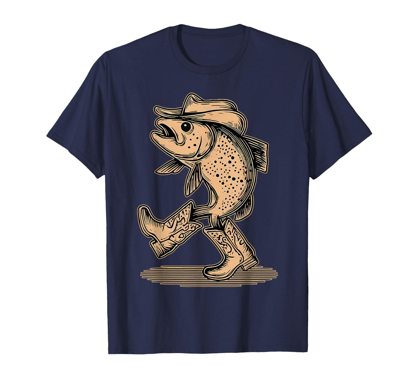 Vintage Fish Wearing Cowboy Hat Cowgirl Western Country T-Shirt